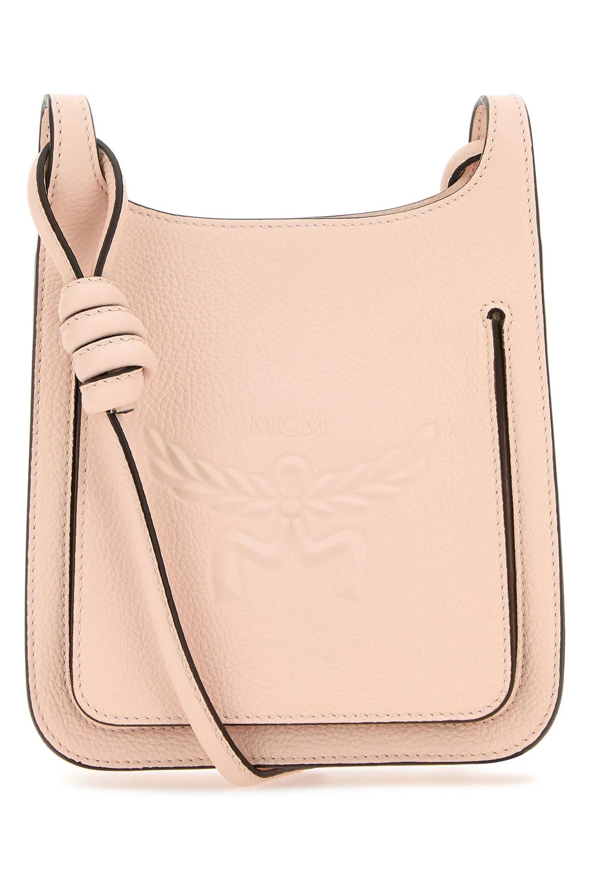 Mcm Pastel Pink Leather Mini Himmel Hobo Crossbody Bag