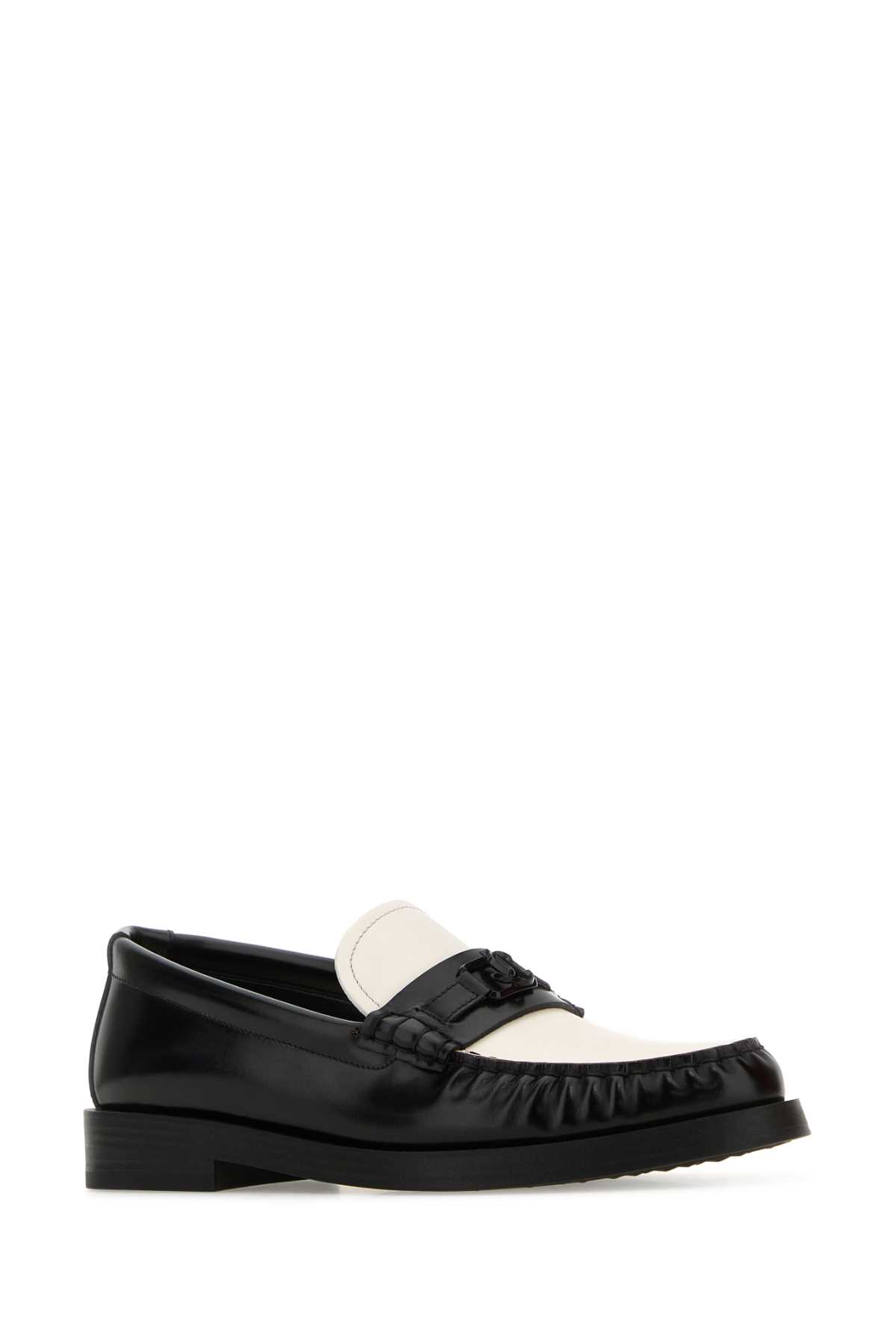 Shop Jimmy Choo Two-tone Leather Addie Loafers In Blacklatte