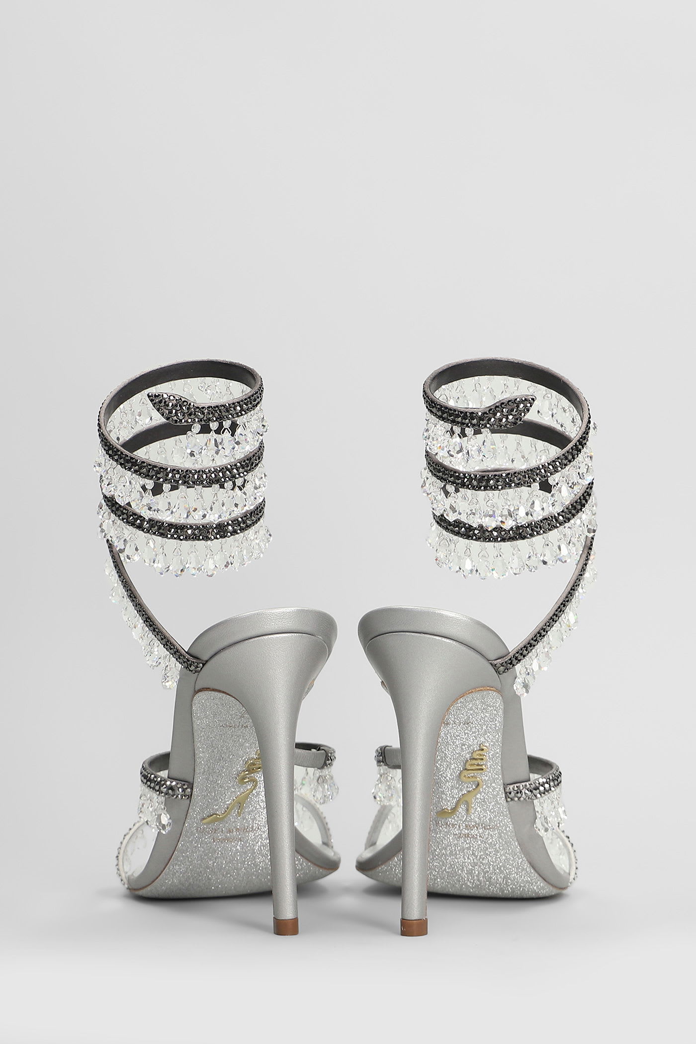 René Caovilla Chandelier Sandals In Silver Leather In Silver