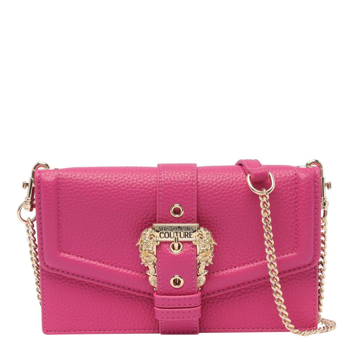Versace Jeans Couture Baroque Buckle Chain Link Crossbody Bag In Red