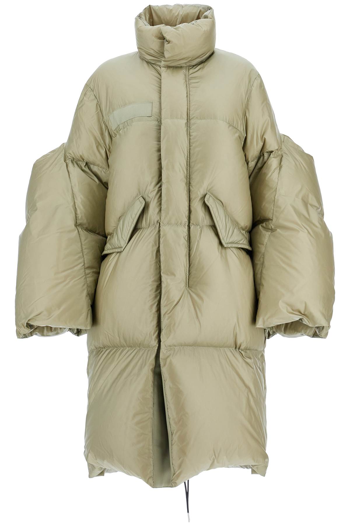 Shop Sacai Long Down Jacket With Sculpted Sleeves In L/khaki (khaki)