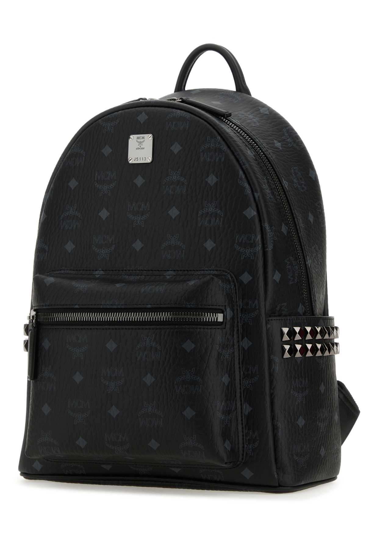 Shop Mcm Printed Canvas Stark Side Studs Backpack In Black