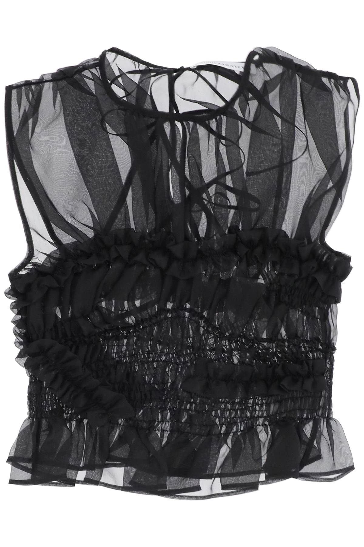 Cecilie Bahnsen Ruched Sleeveless Silk Top In Black (black)