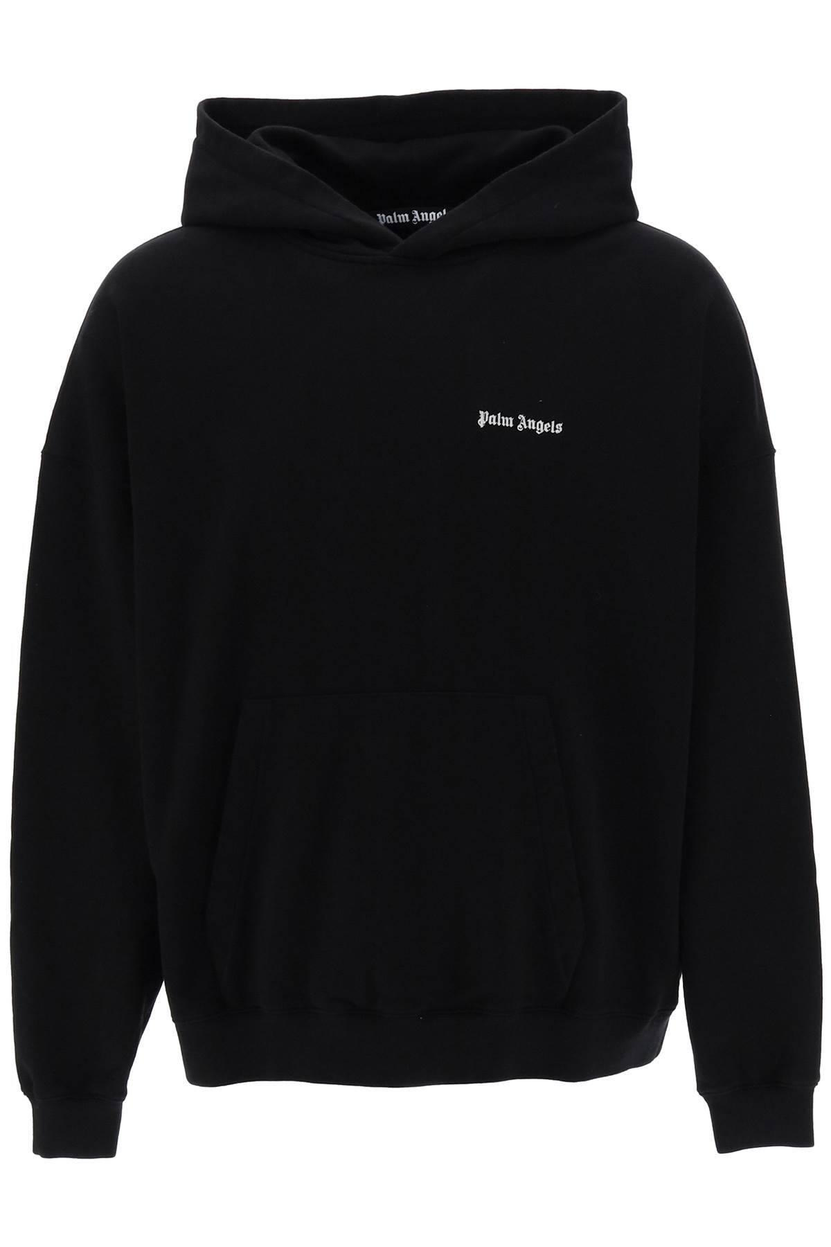 Shop Palm Angels Hoodie With Logo Embroidery In Black White