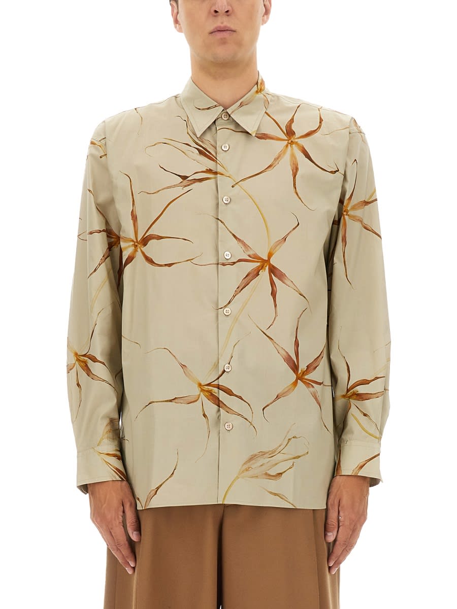 Dries Van Noten Floral Long Sleeve Tulip Print Top In Neutral