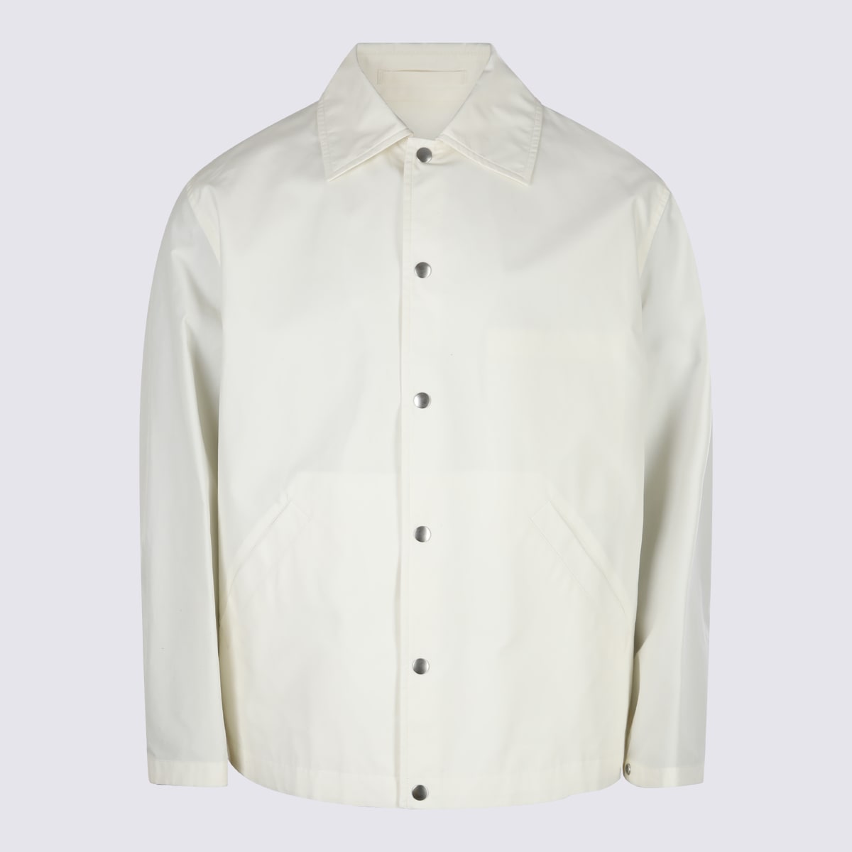 Shop Jil Sander White Cotton Casual Jacket In Beige