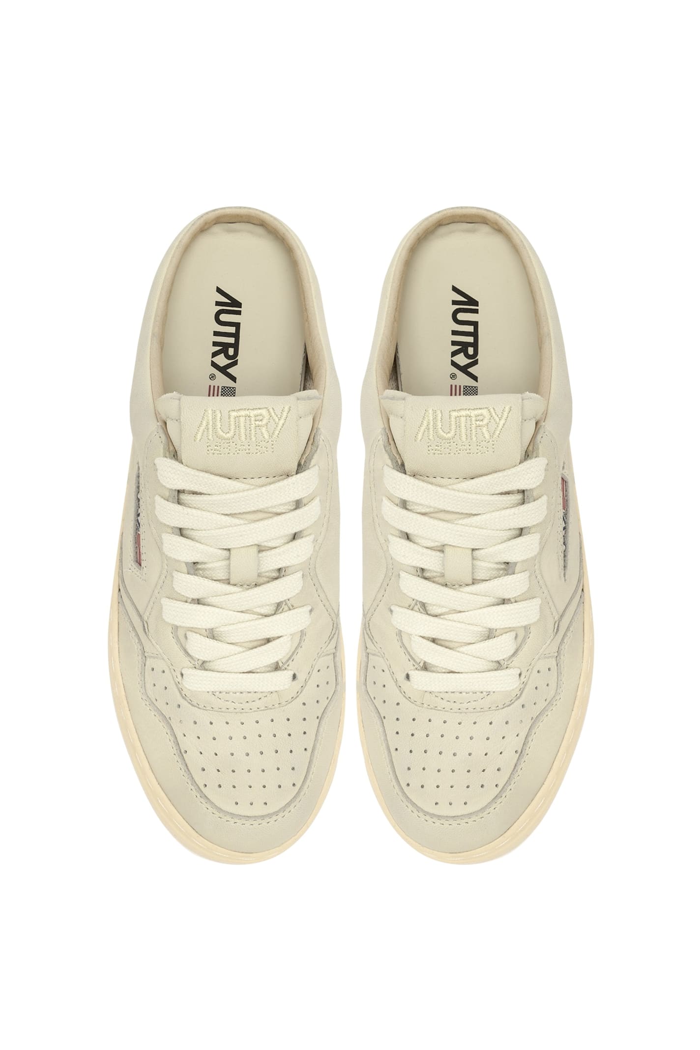 Autry Mule Low Wom Leat/leat Wht/wht In Winter White