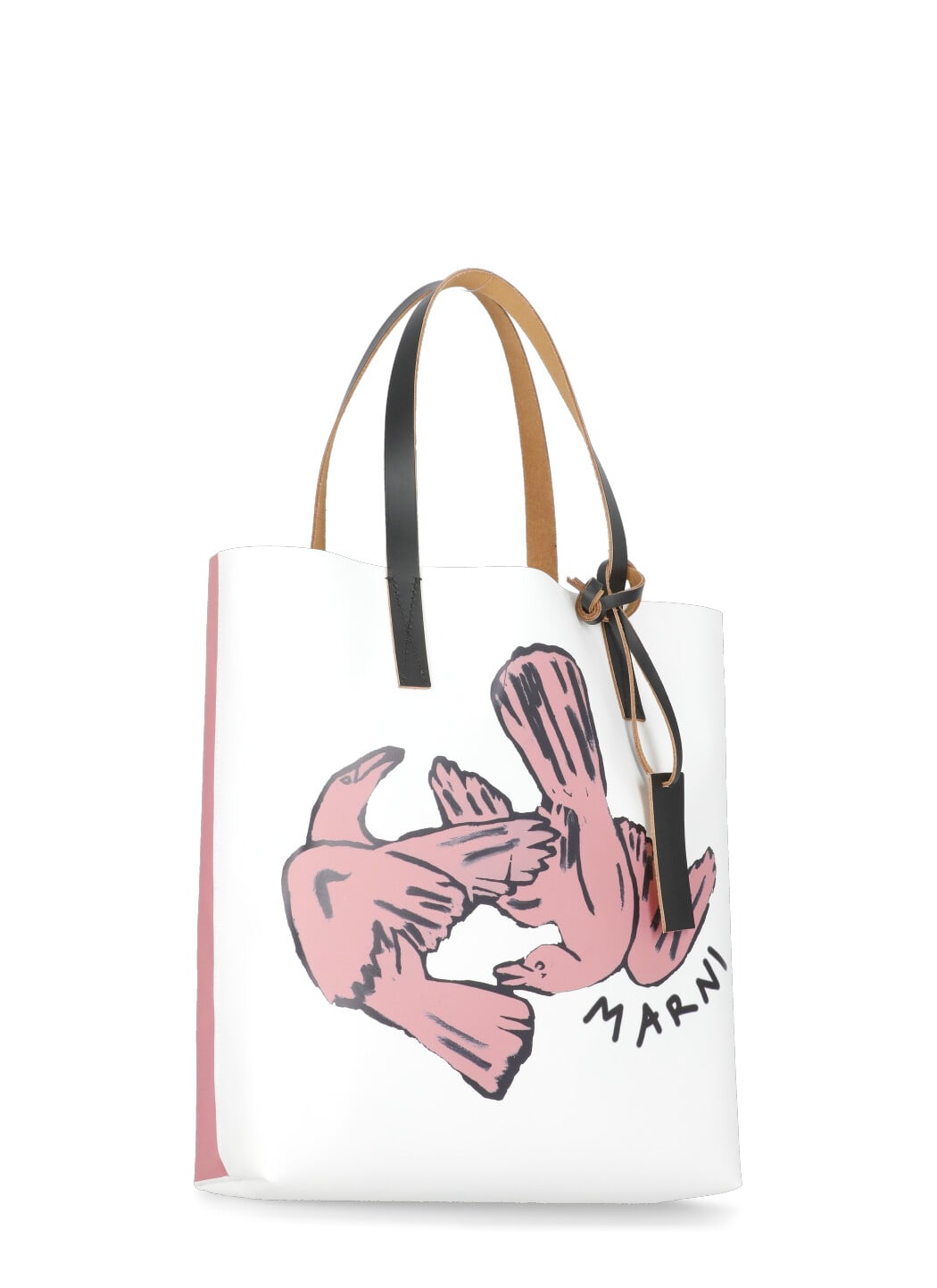 Marni Shoulder Bag With Contrast Stitching And Graphic Print In White