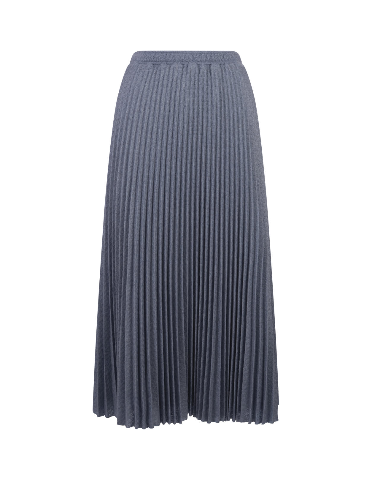 ERMANNO SCERVINO BLUE PLEATED KNITTED MIDI SKIRT 