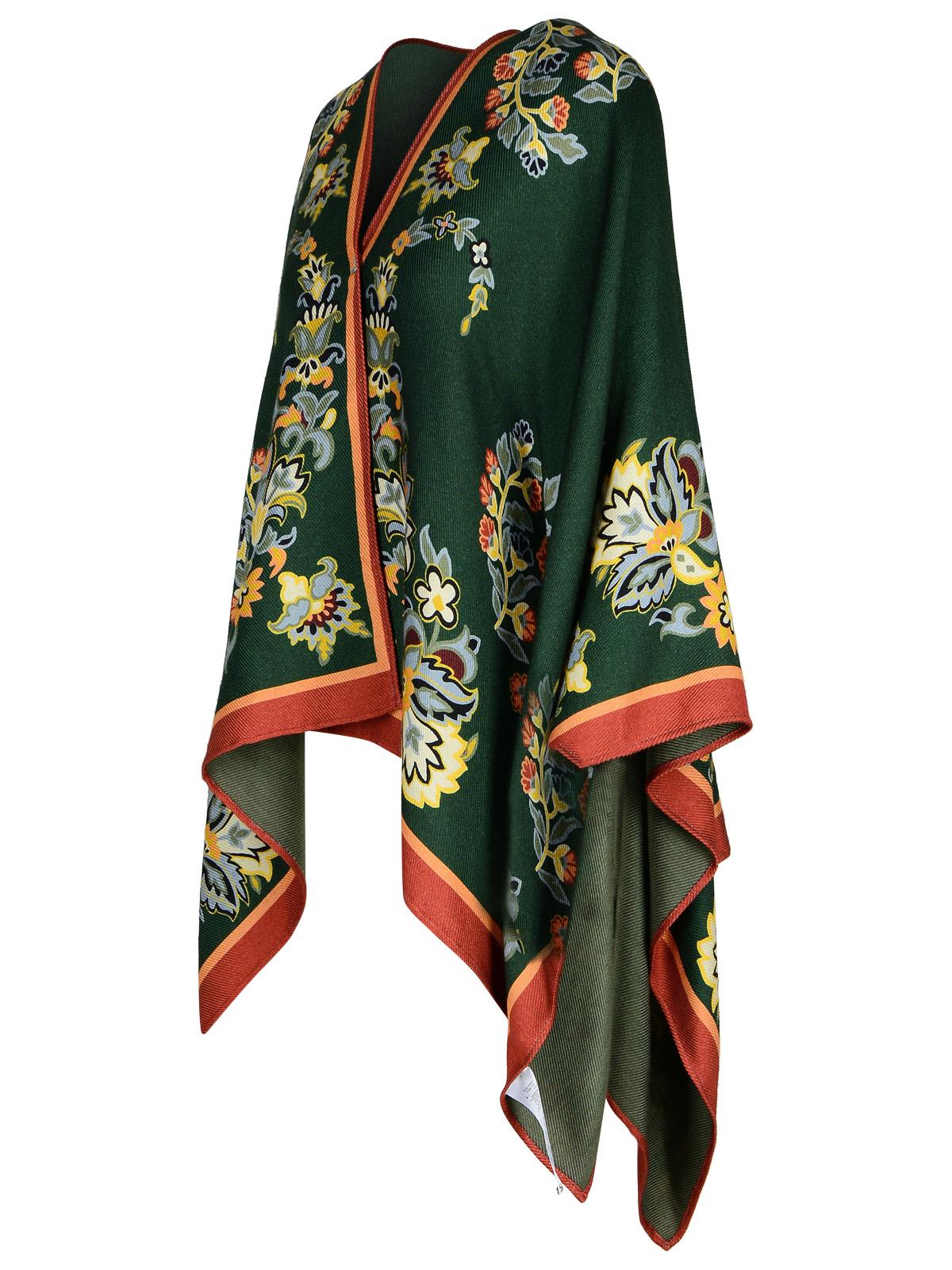 Shop Etro Green Wool Blend Cape