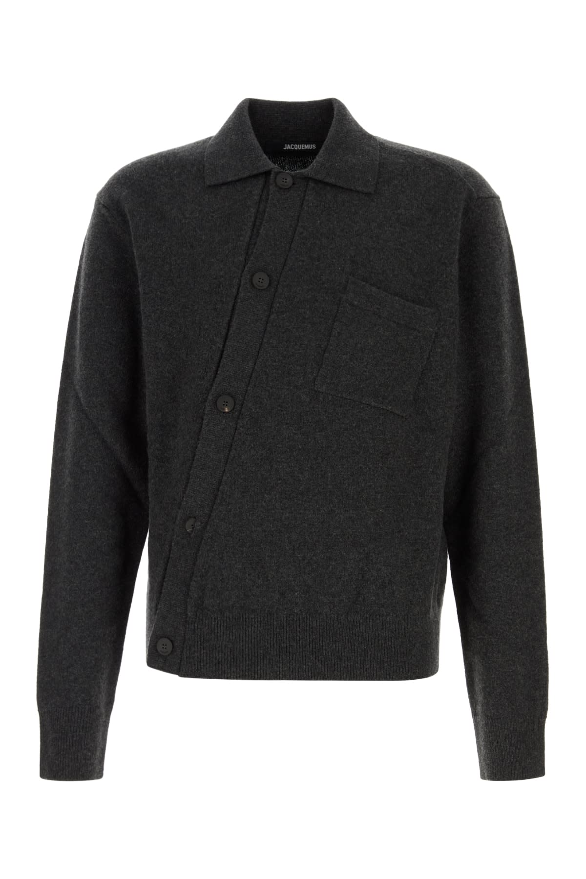 Jacquemus Grey Cardigan With Asymmetrical Design In Wool Man In Gray