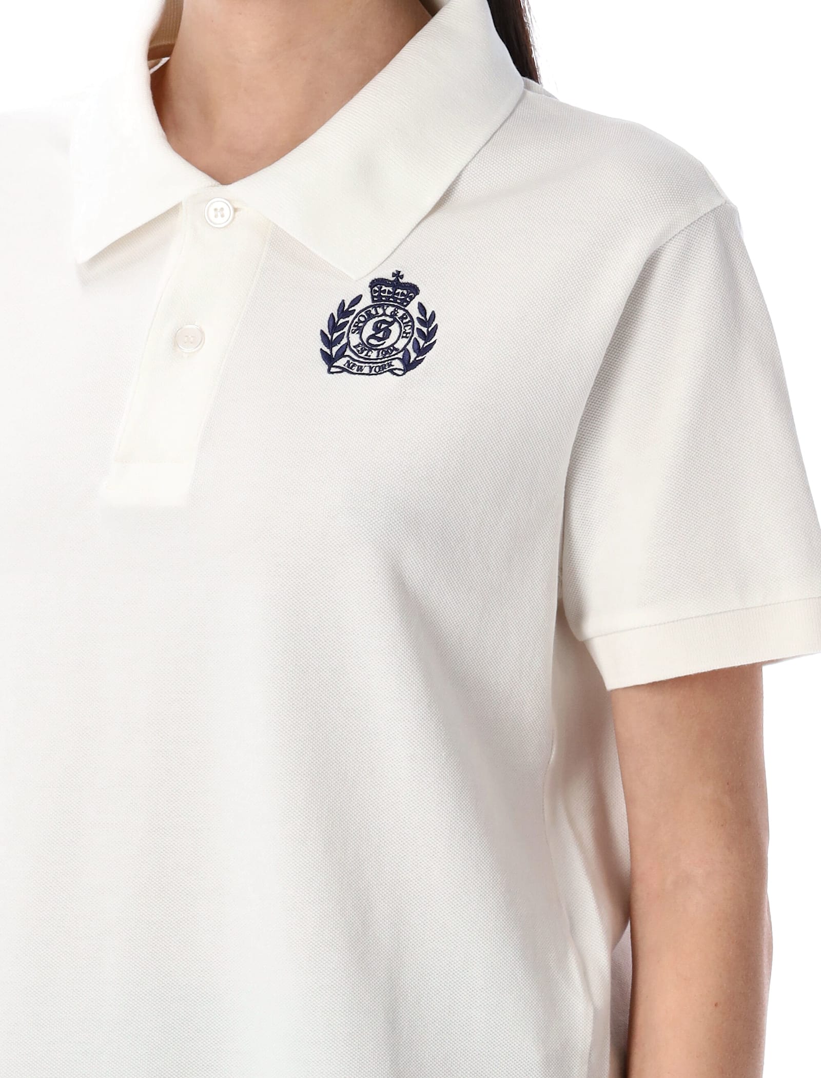 Sporty &amp; Rich H&w Crest Pique Polo In White