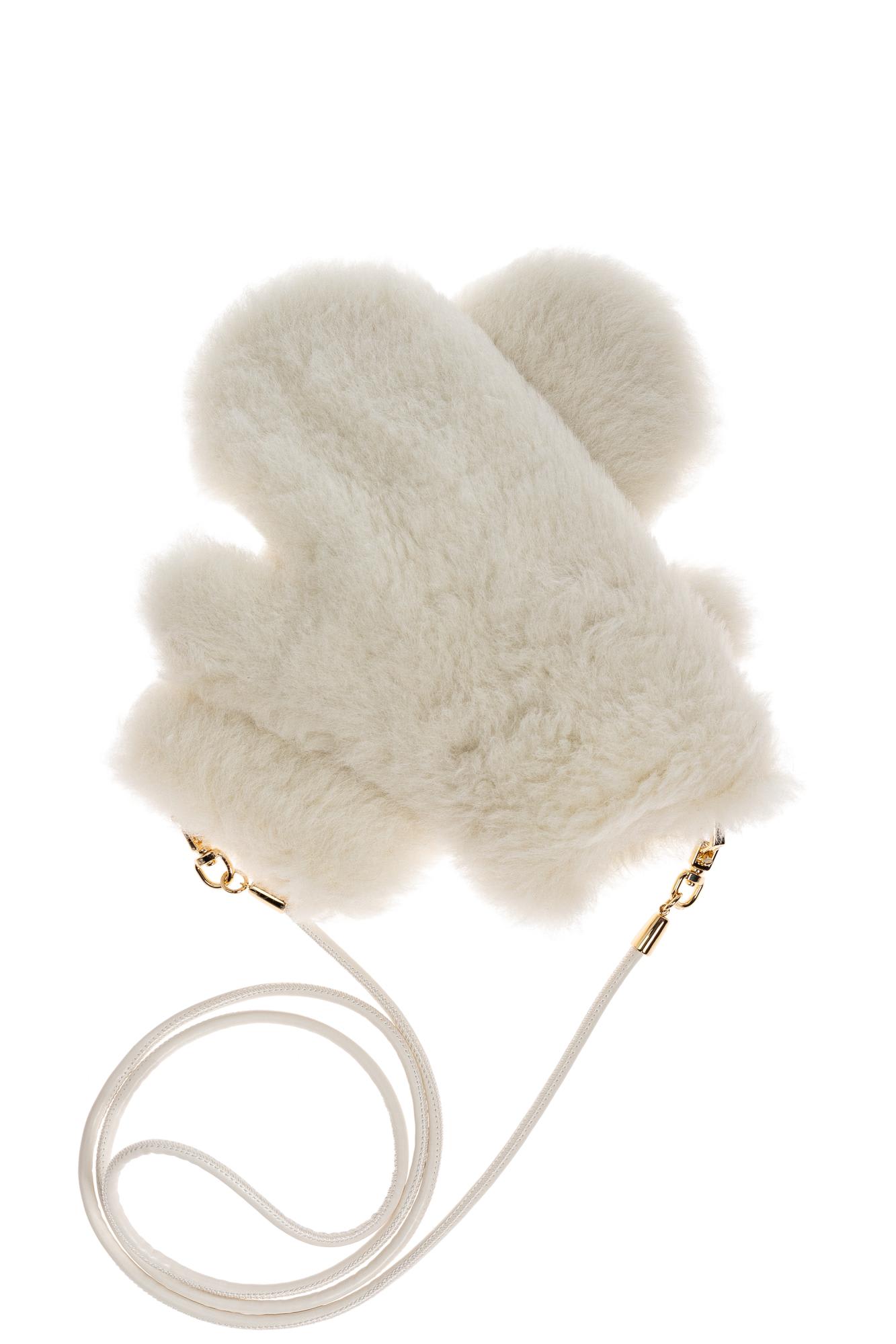 Max Mara Futrzane Gloves Ombrato In White