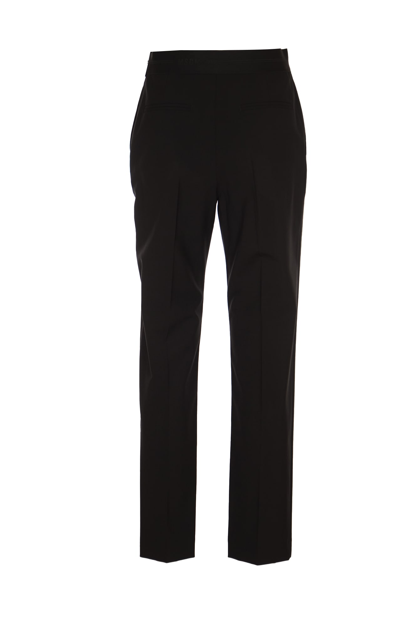 Shop Msgm Logo Fitted Trousers In Black