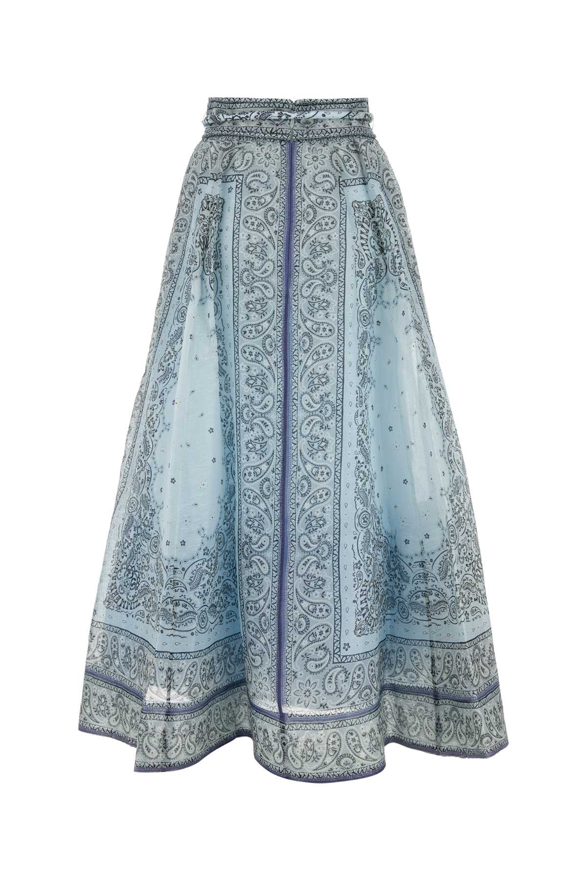 Shop Zimmermann Printed Linen Blend Matchmaker Skirt In Bluebandana
