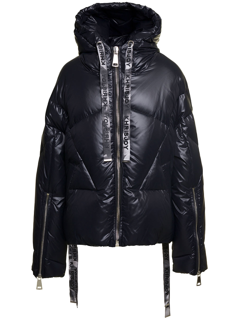 Khrisjoy Feather-down Zipped Hooded Coat In Black