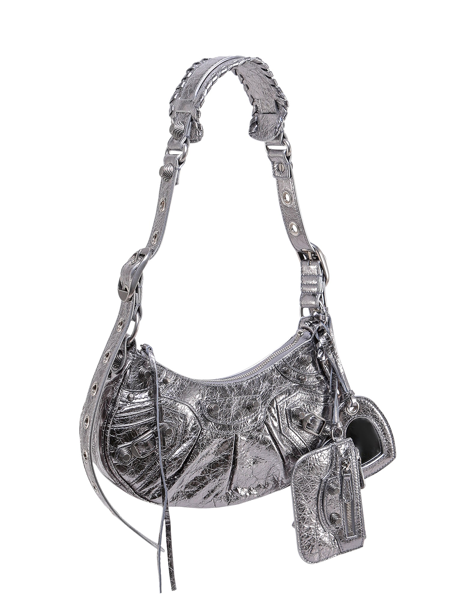 Shop Balenciaga Le Cagole Shoulder Bag In Silver