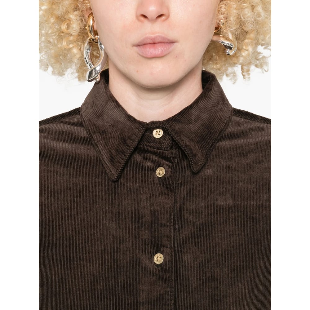7 For All Mankind Corduroy Button-up Shirt In Brown
