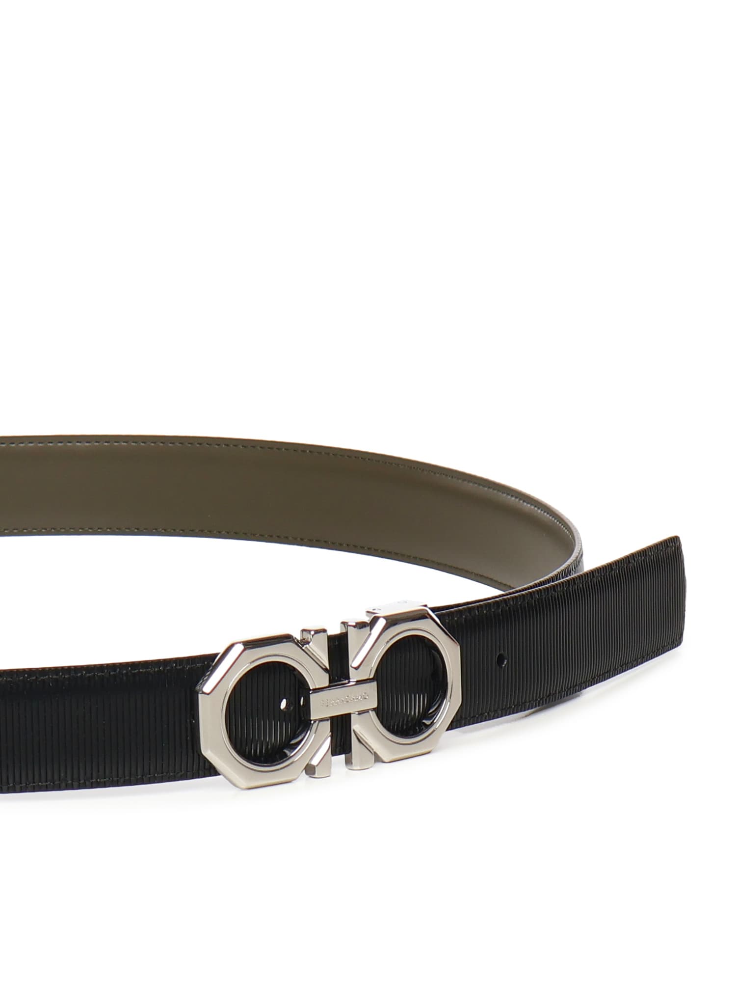Ferragamo Leather Gancini Belt In Black