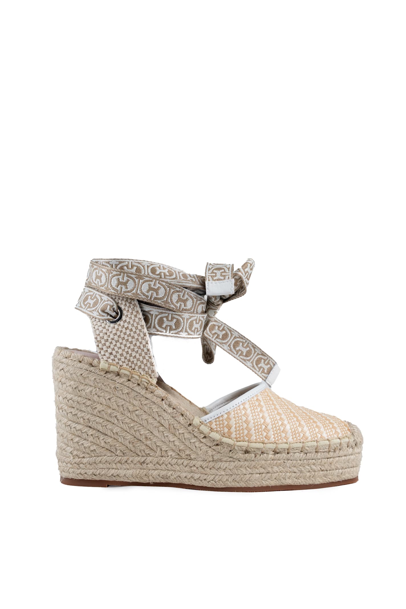 Praia Bicolor Straw Espadrille Wedges