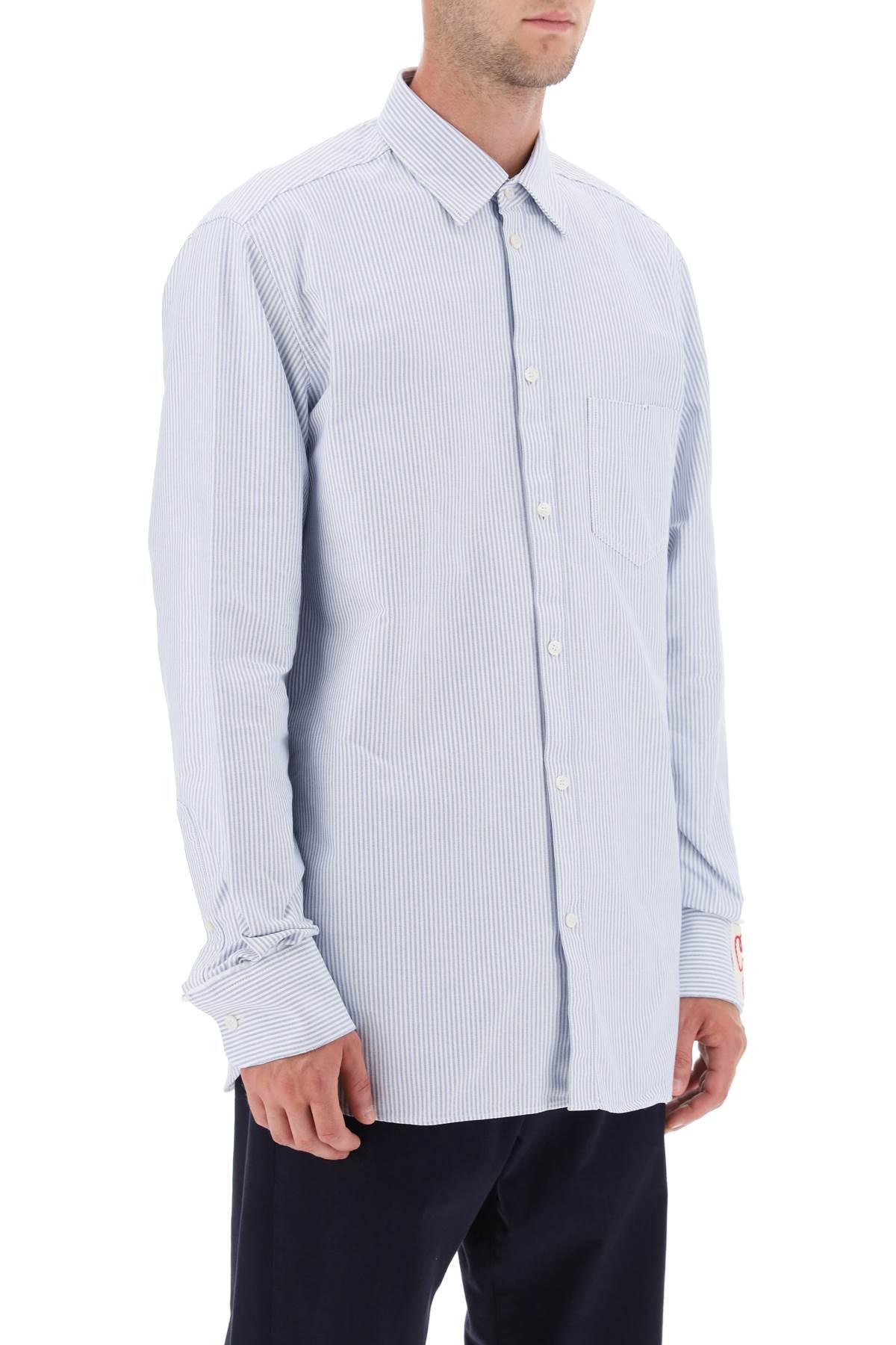 Golden Goose Striped Boyfriend Button-front Shirt In White Infinity