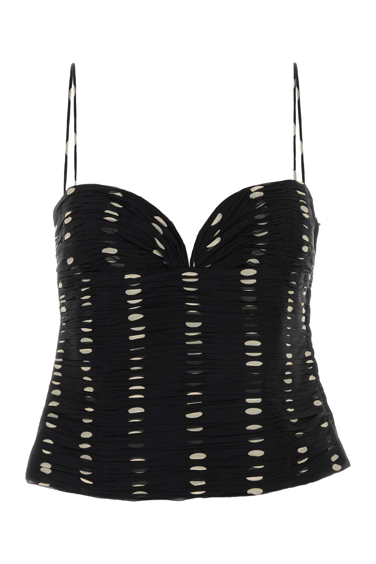 Valentino Chiffon Top With Printed Pattern And Ruched Design