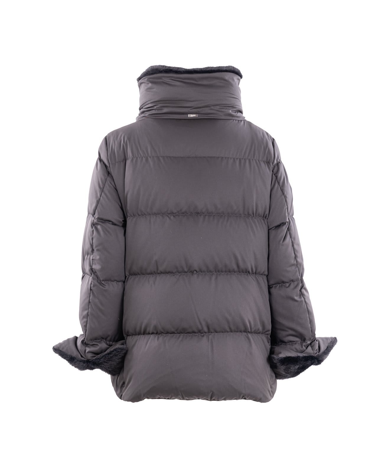 Shop Herno High Neck Padded Coat In Black