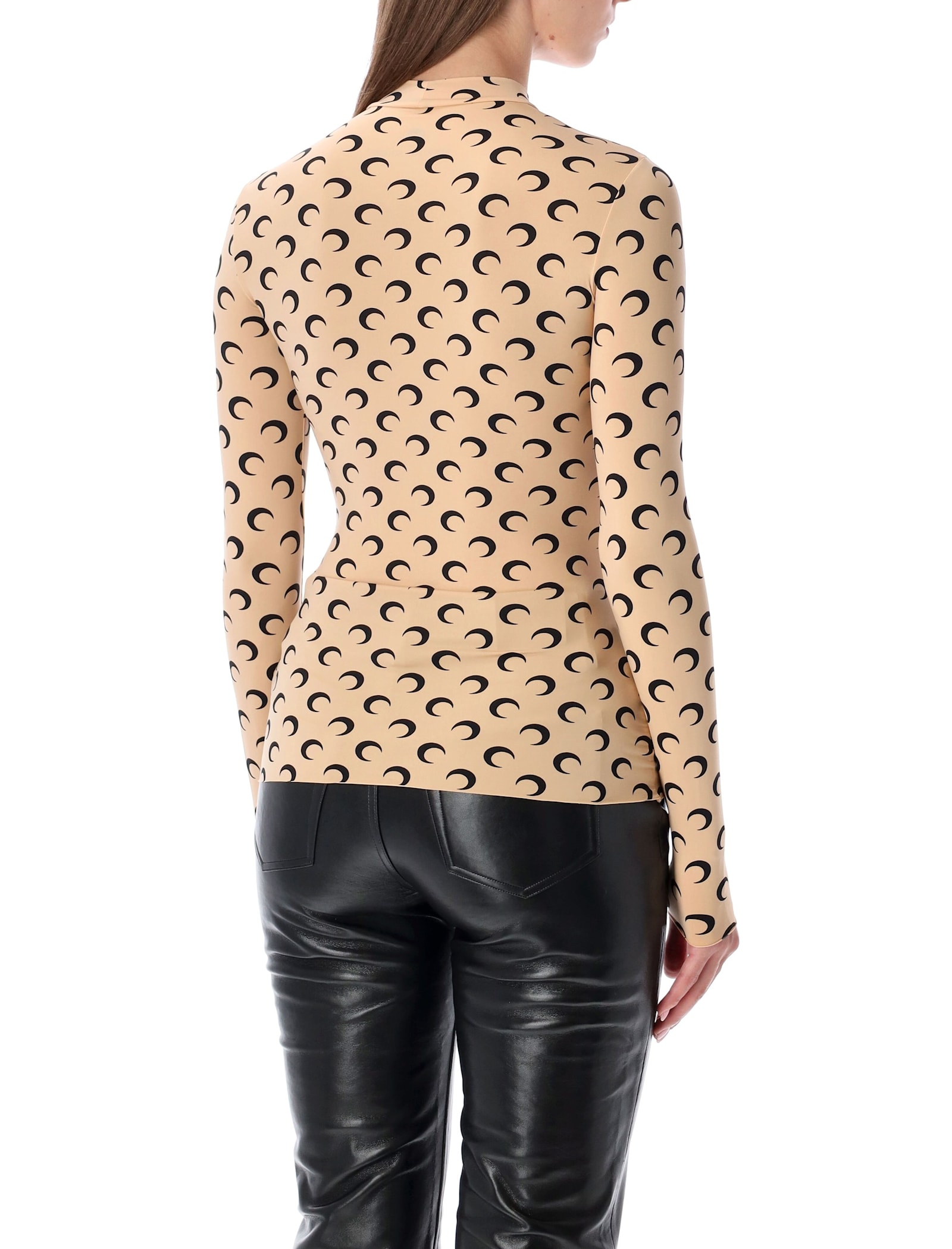 Marine Serre Second Skin High Neck Top Moon In Neutral