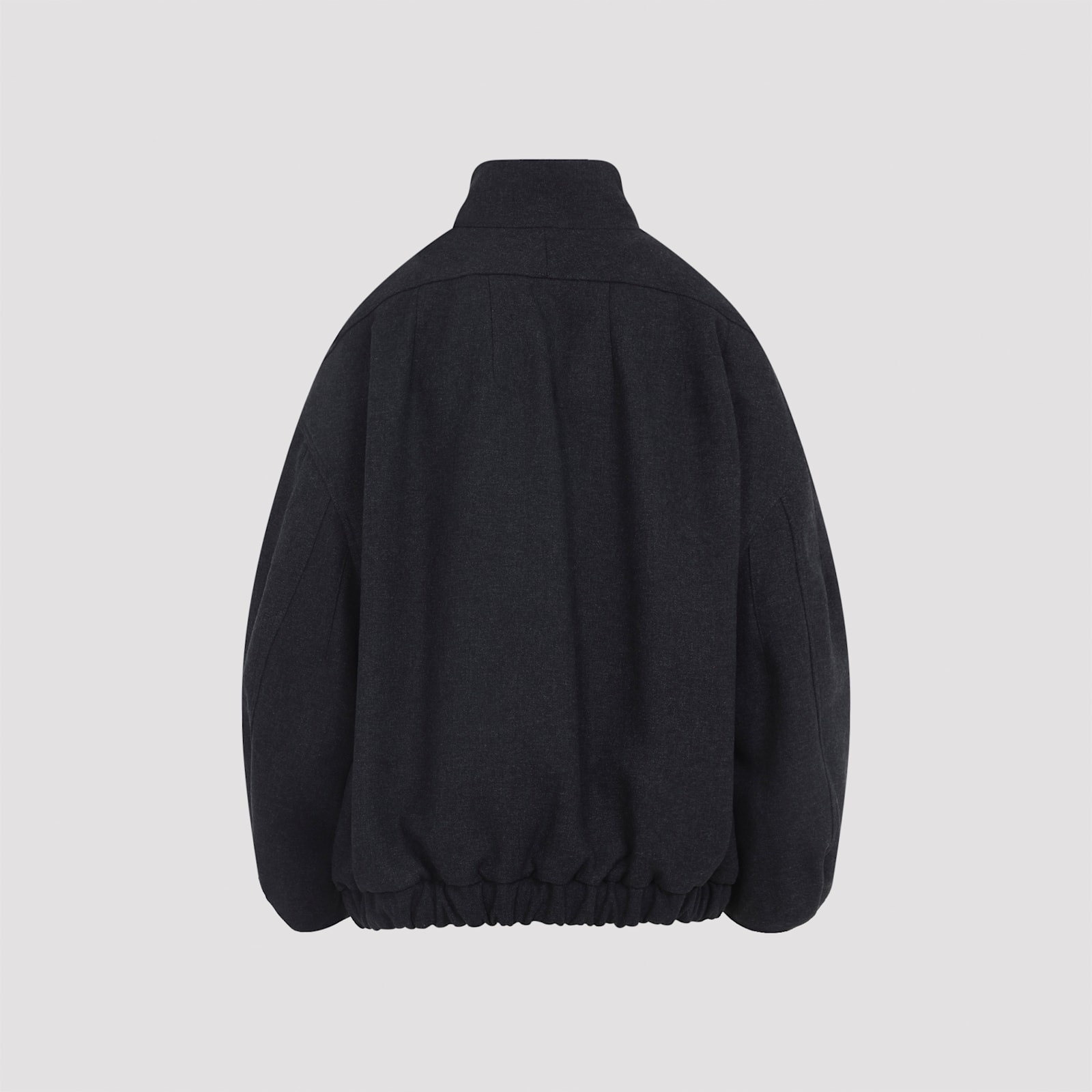 Dries Van Noten Oversized High Collar Jacket With Elastic Hem In Gray
