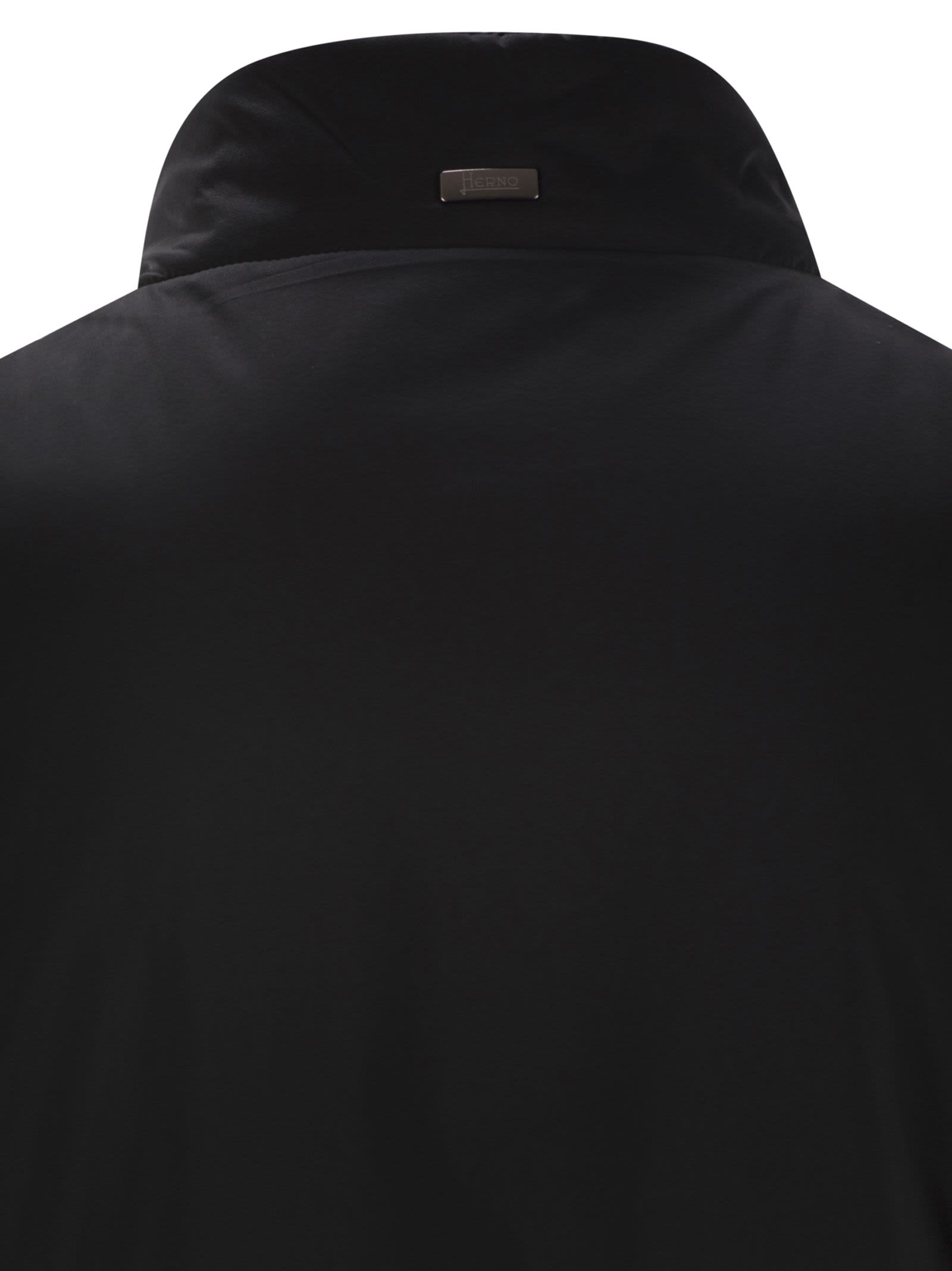 Herno High-collar Microfibre Gilet With Zip Closure In Black