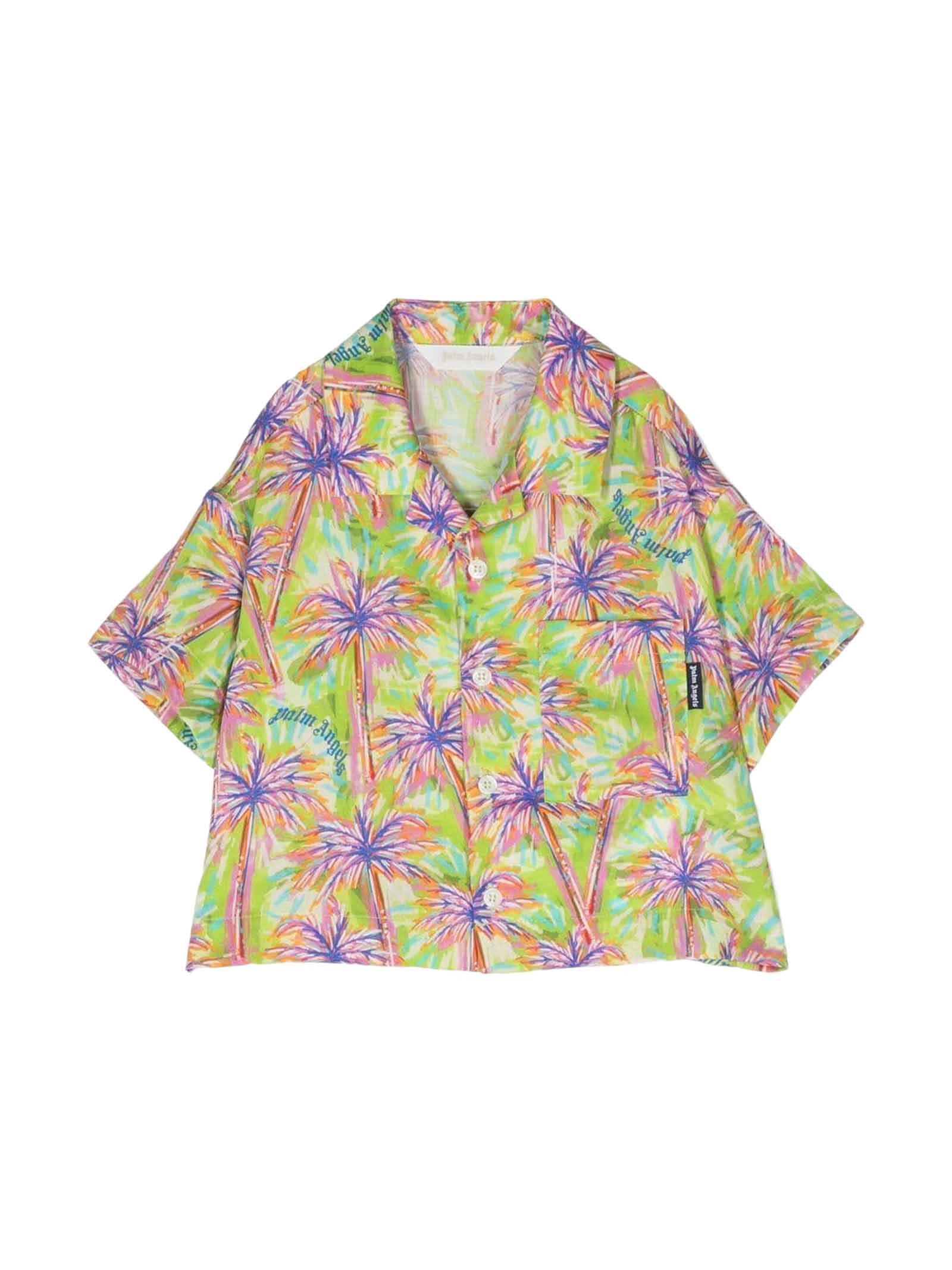 Shop Palm Angels Multicolor Shirt Girl In Giallo/verde
