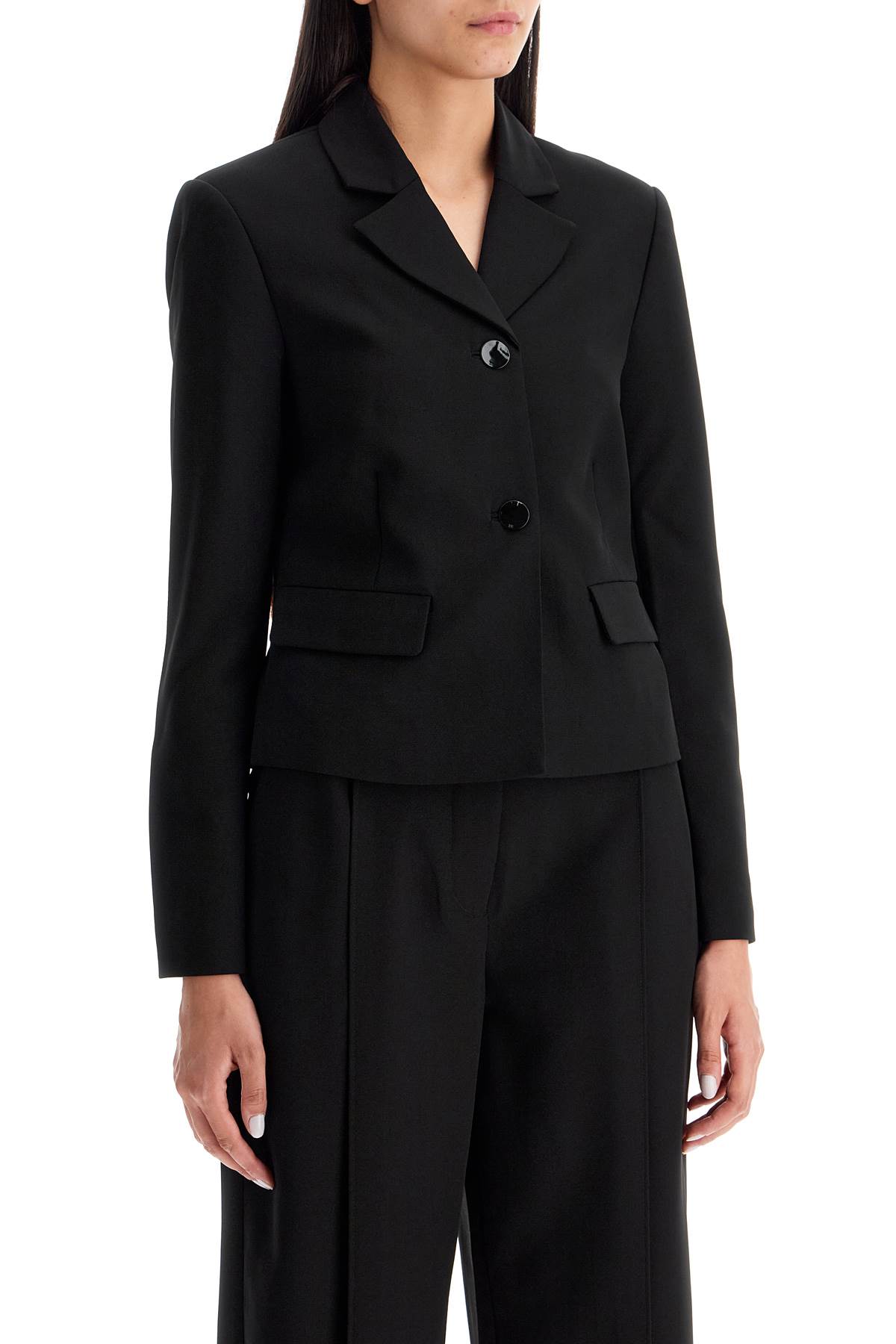 Shop Ganni Short Lightweight Twill Blazer In Black