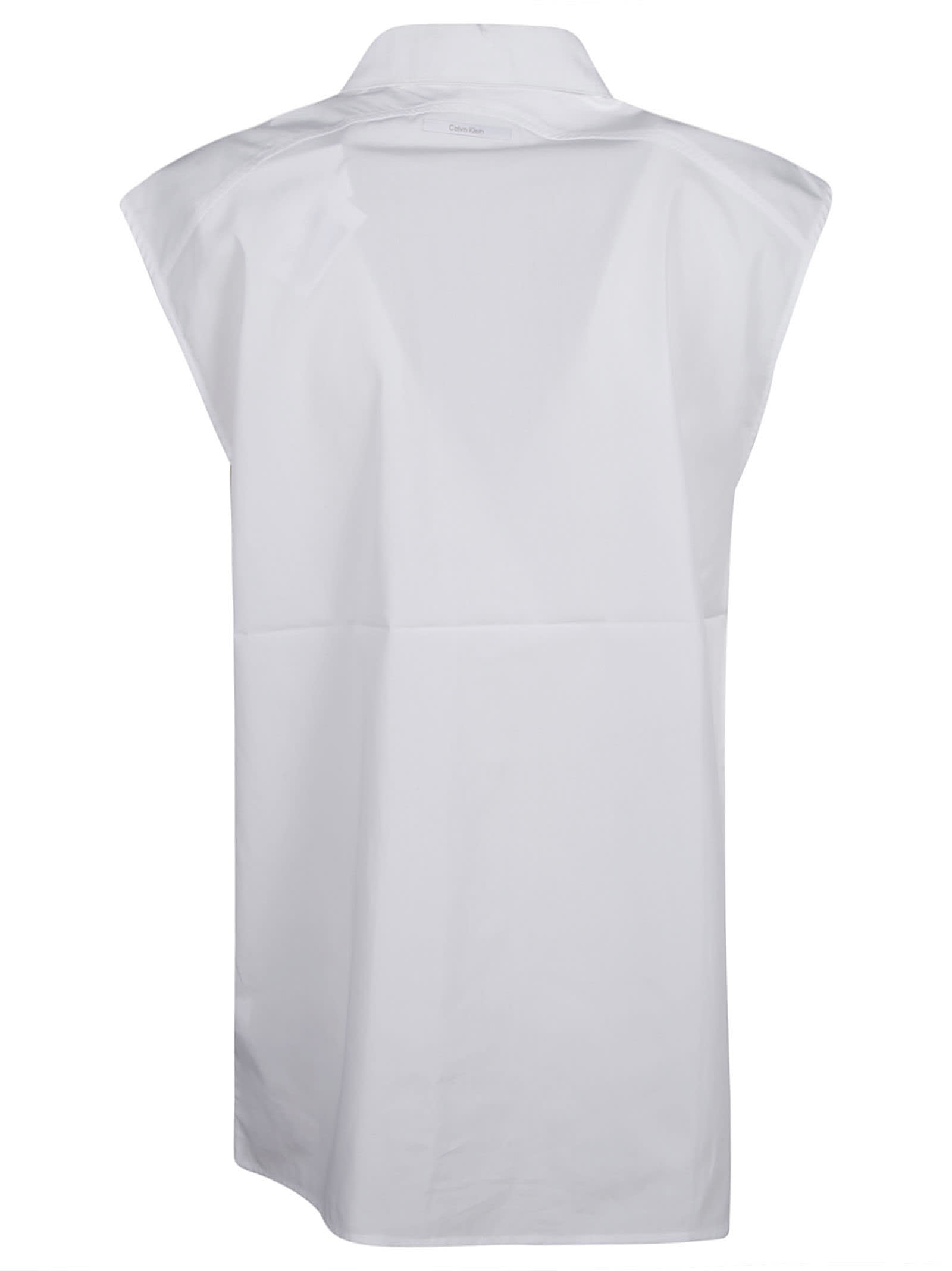 Shop Calvin Klein Cotton Archive Sleeveless Shirt In White