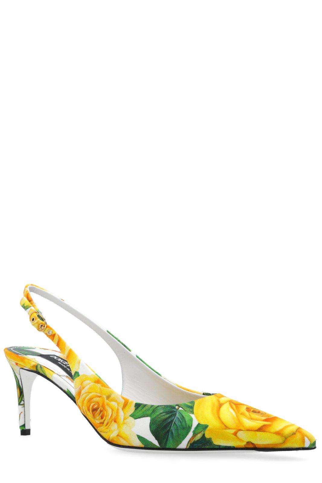 Shop Dolce & Gabbana Floral Printed Slingbacks