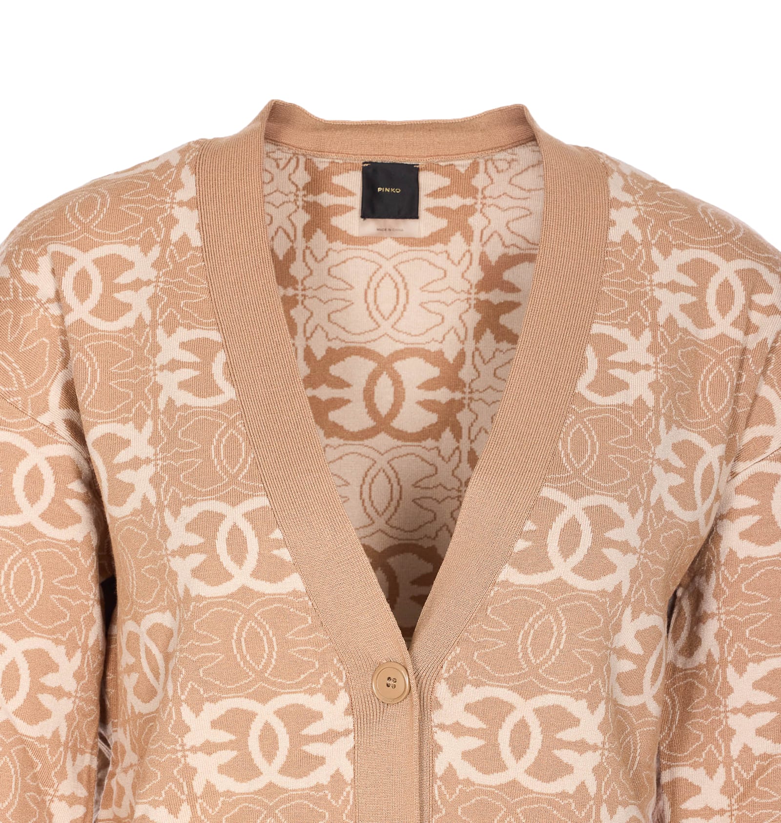 Pinko Geometrisch Gemusterter Cardigan In Brown