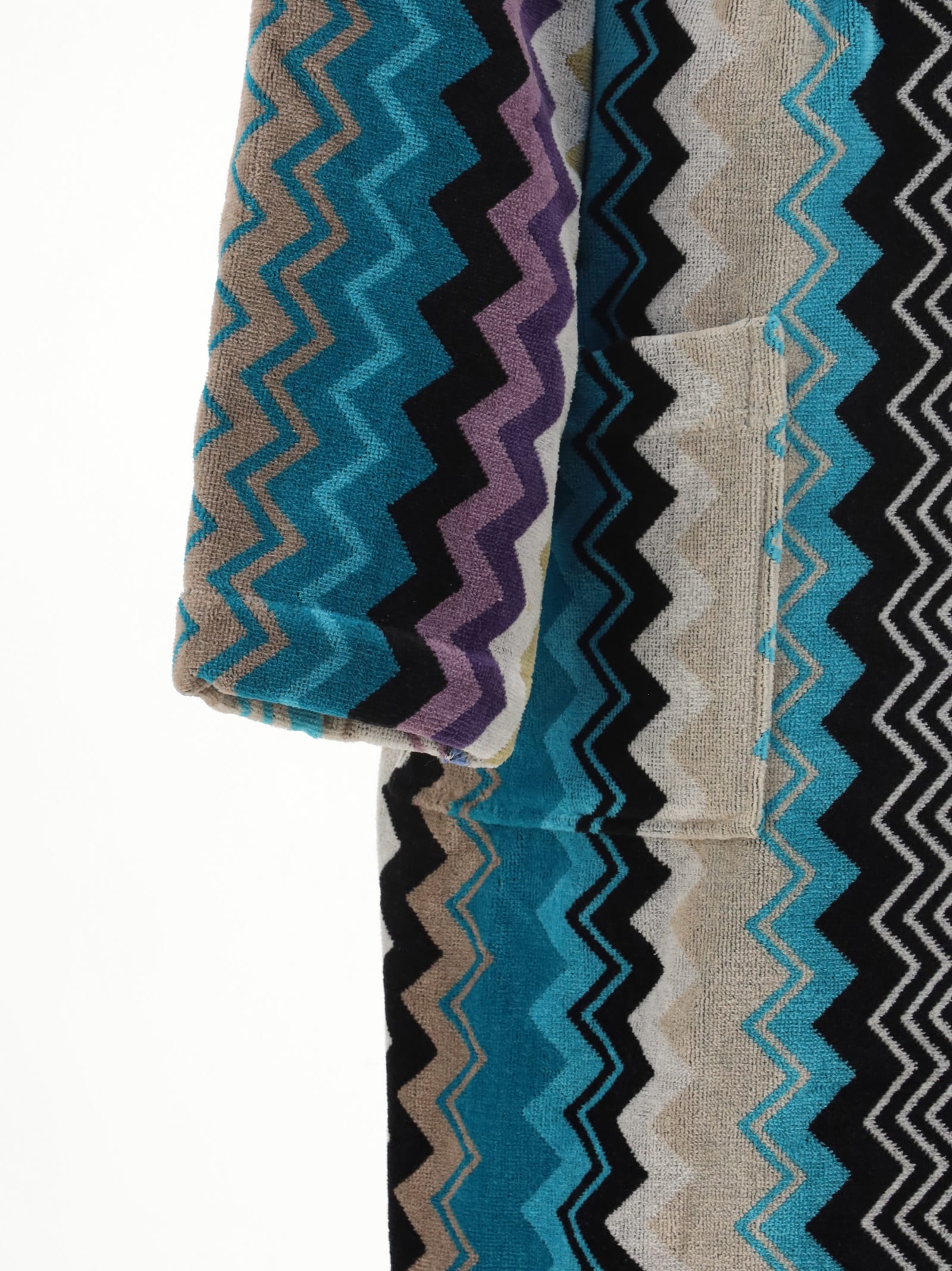 Missoni Giacomo Cotton Zig Zag Multicolor Bathrobe In 170