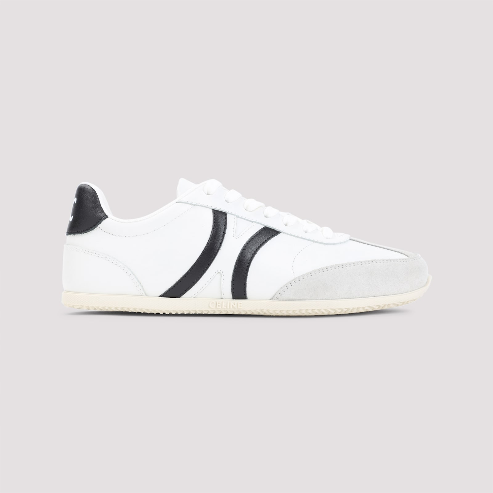 Celine Optic White Calf Leather Triomphe Sneakers In Multi
