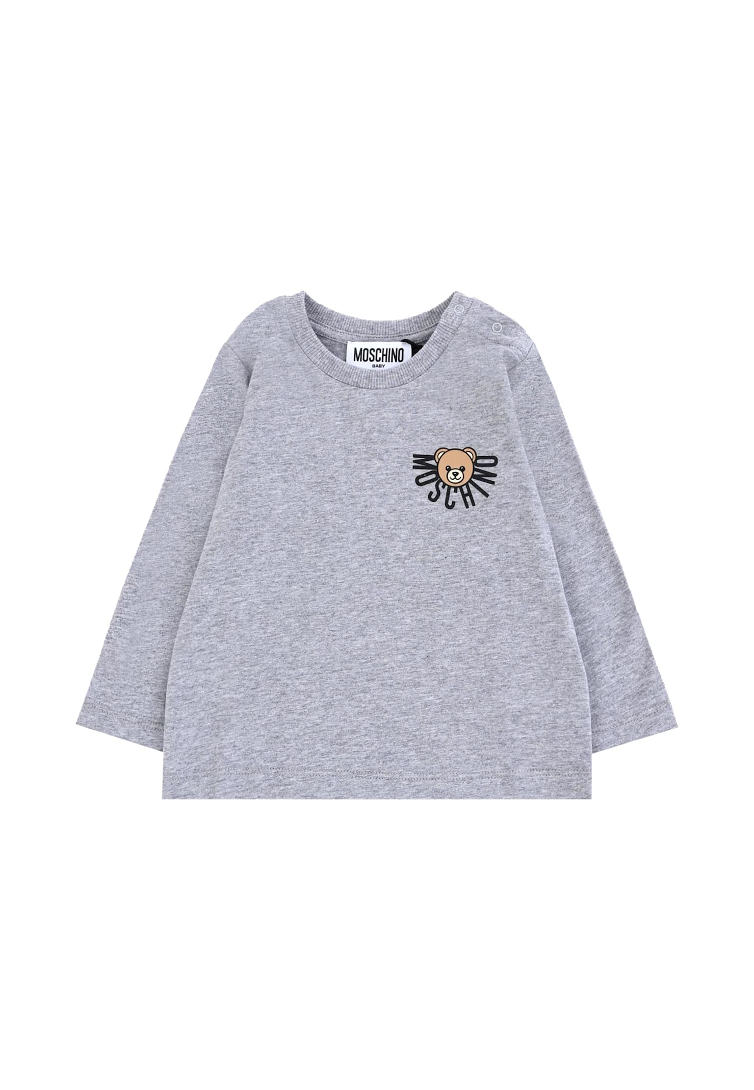 Moschino Grey T-shirt For Babykids With Teddy Bear In Gray