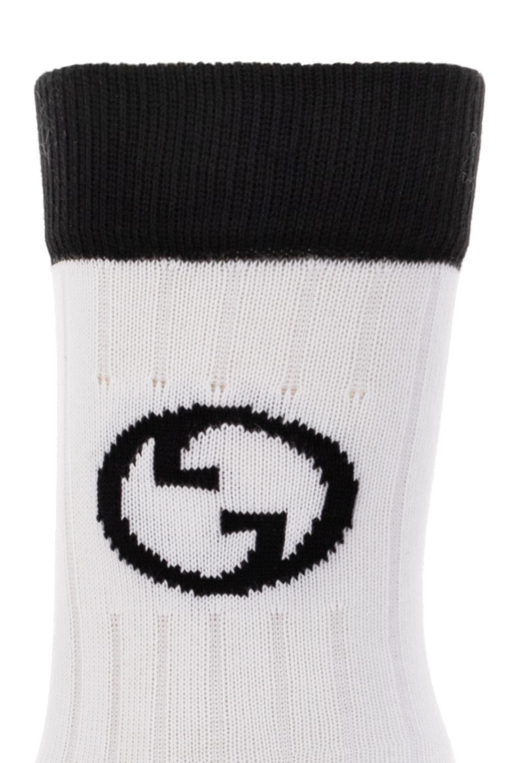 Shop Gucci Interlocking G Logo Embroidered Socks