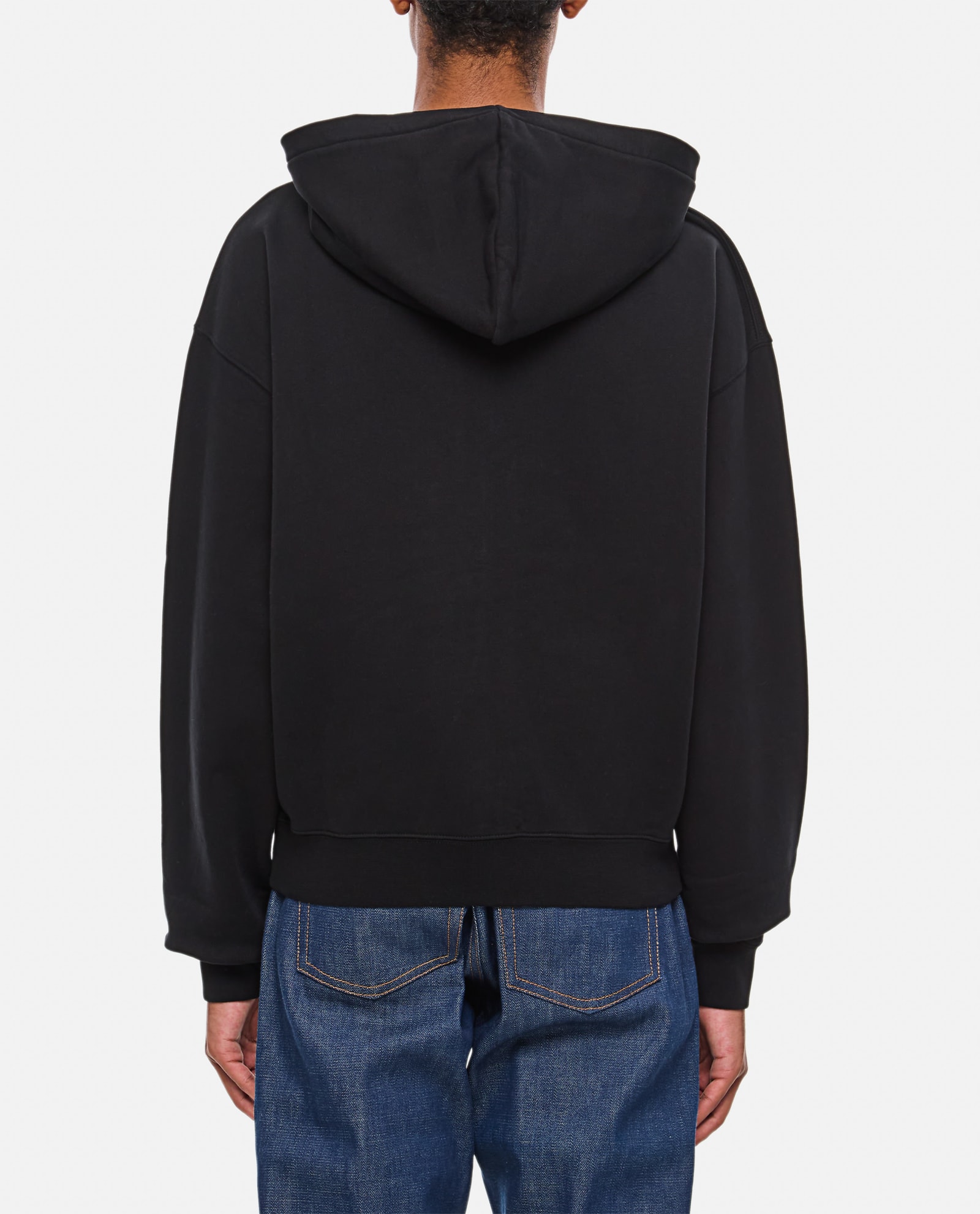 Shop Jacquemus Zipped Cotton Sweatshirt In Black