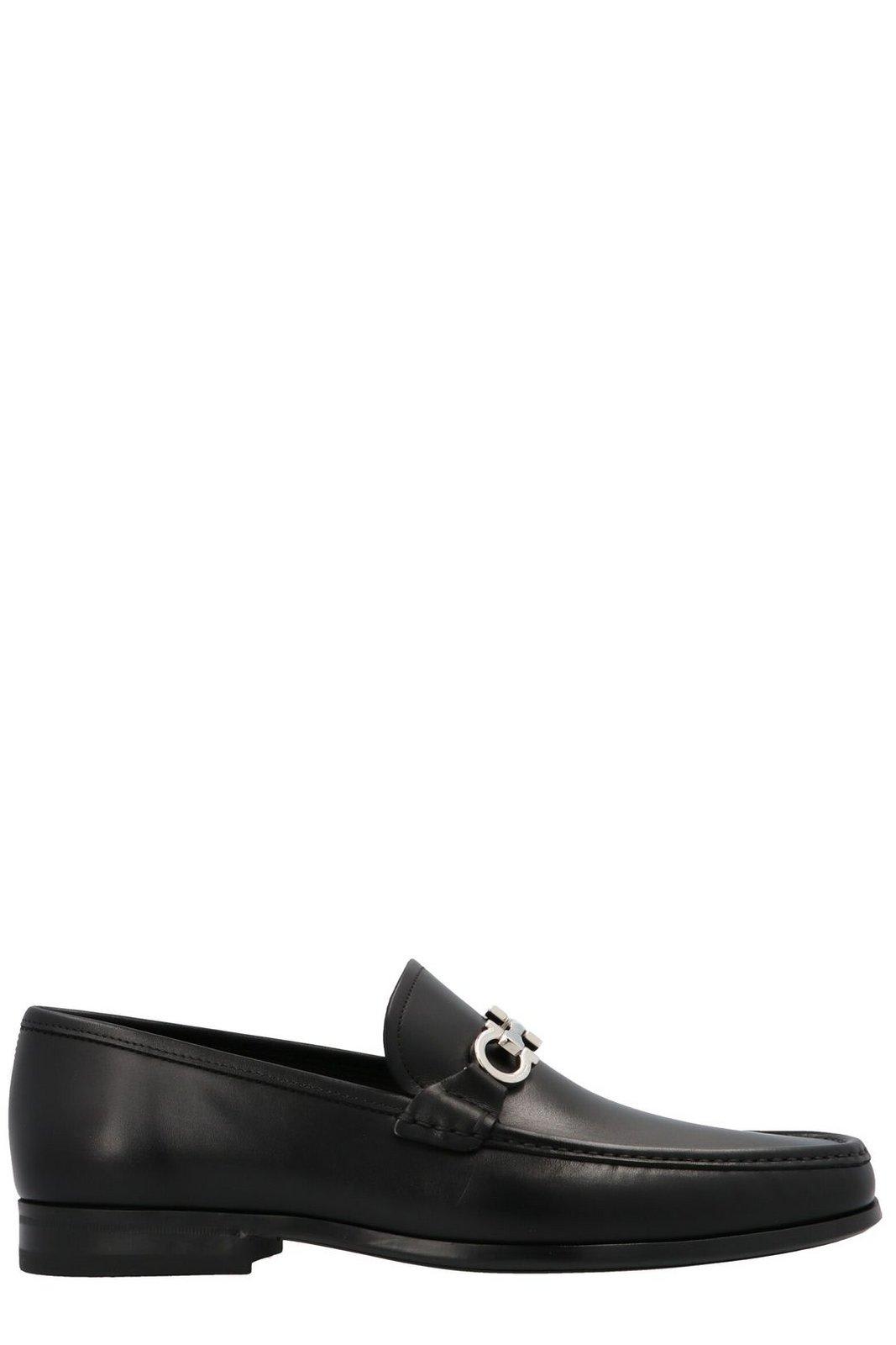 Ferragamo Moccasin With Gancini Decoration In Black