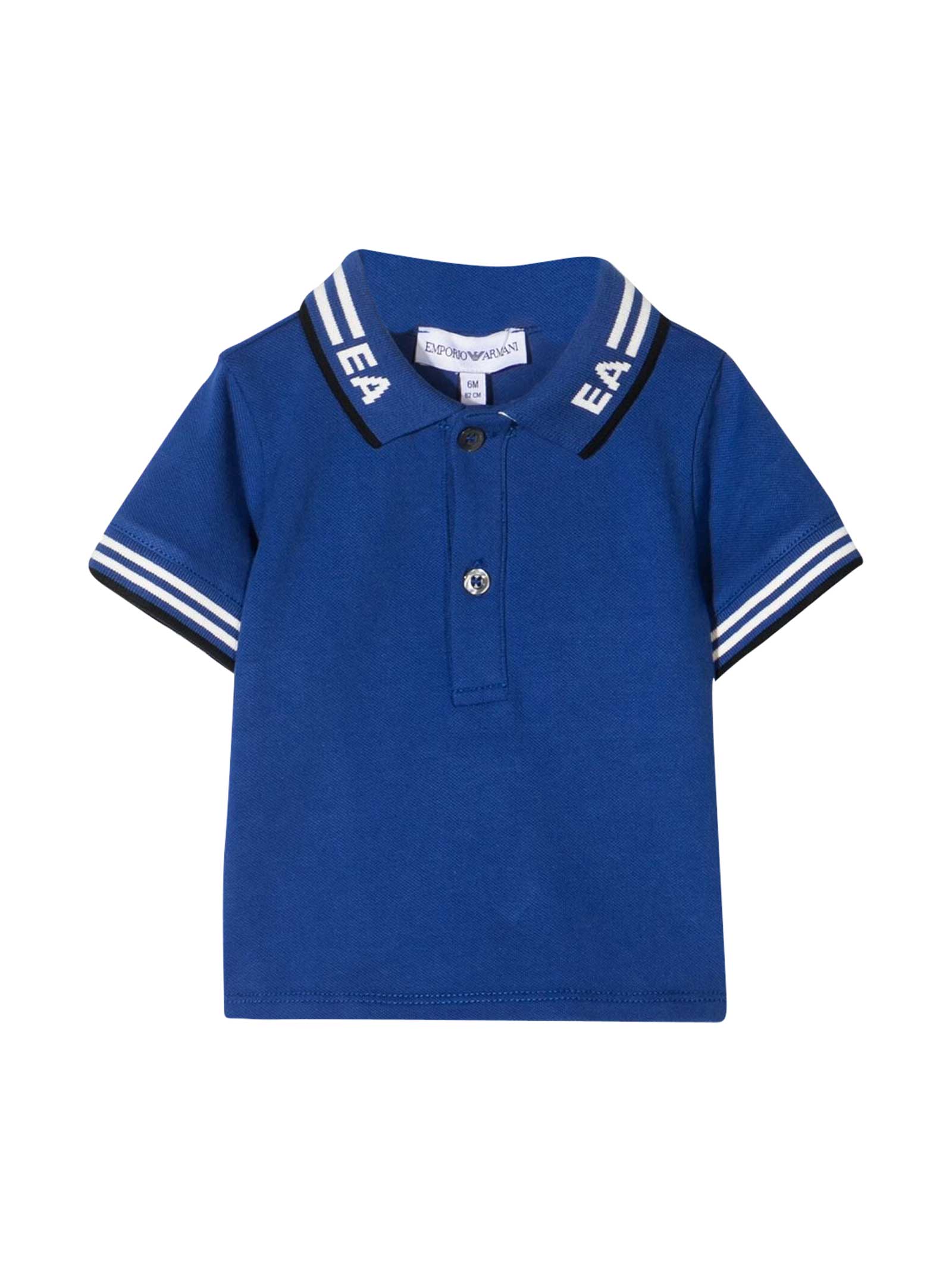 Emporio Armani Blue Polo Shirt With White And Black Details