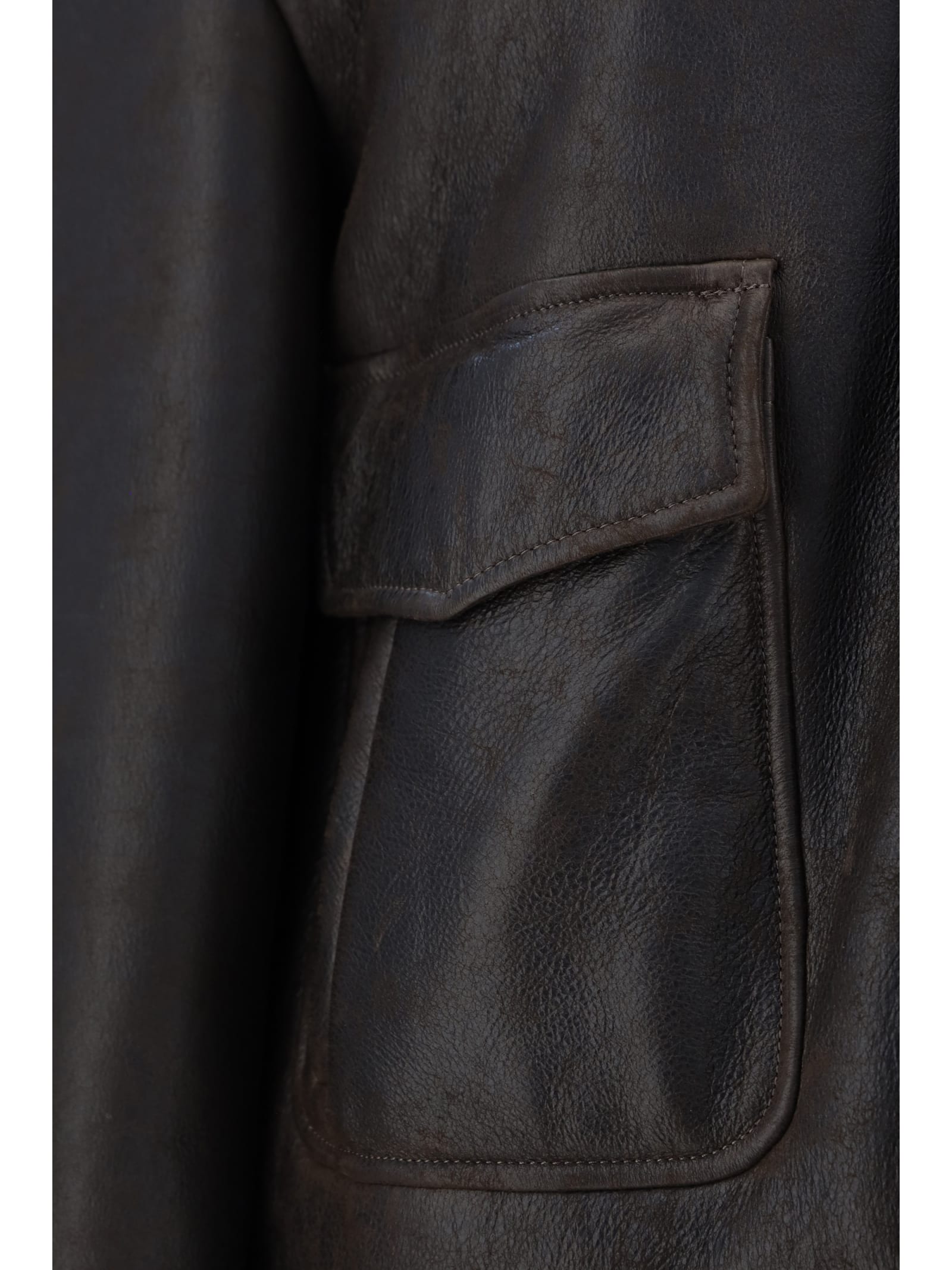 Shop Salvatore Santoro Leather Jacket In Dark Brown