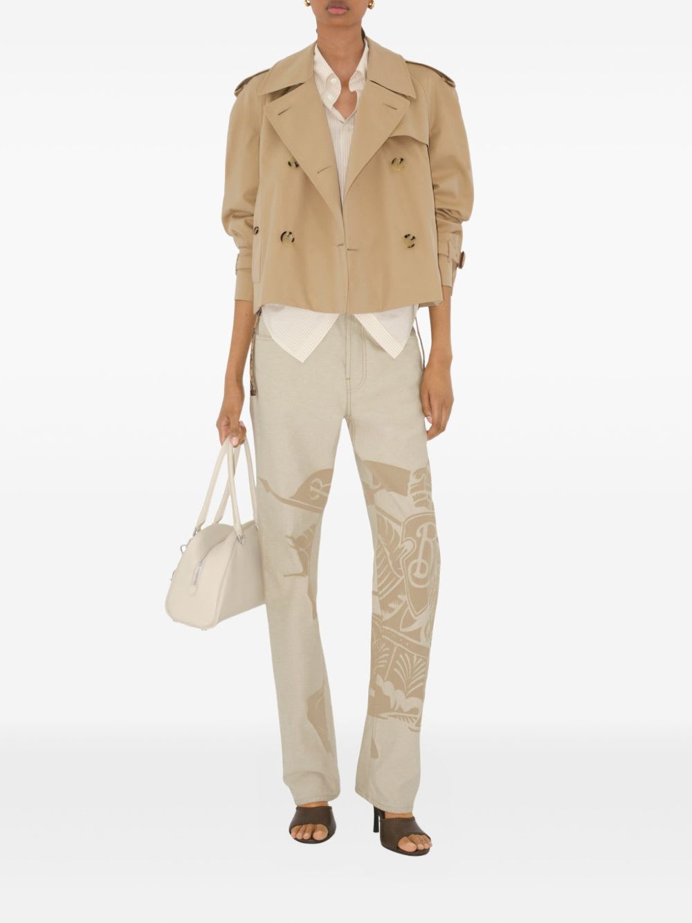 Burberry Cotton Cropped Trench Coat In Neutral