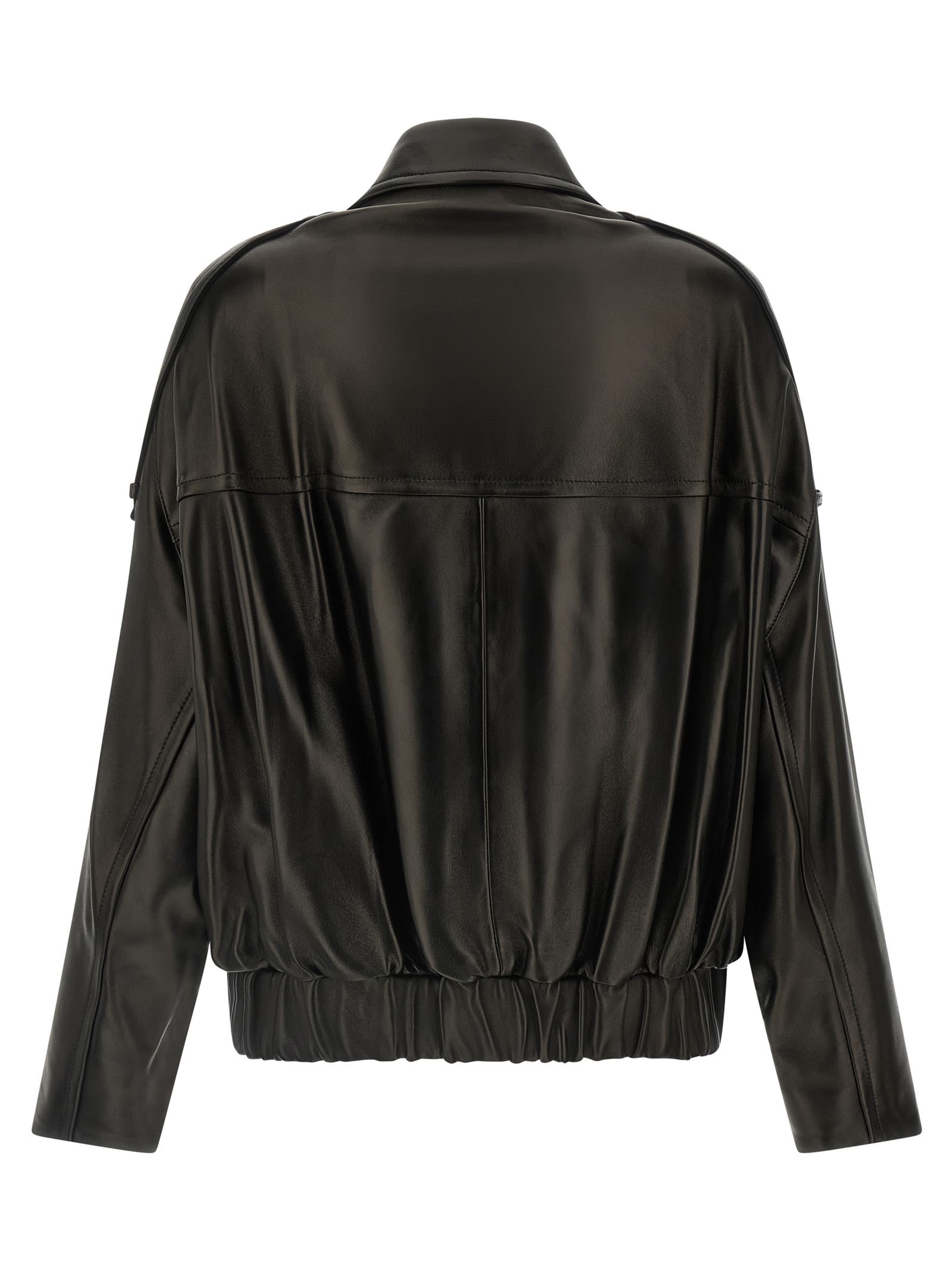 Khaite Owey Zip-up Leather Jacket In Black