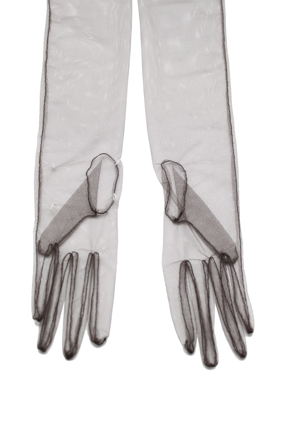 Shop Maison Margiela Long Tulle Gloves In Brown