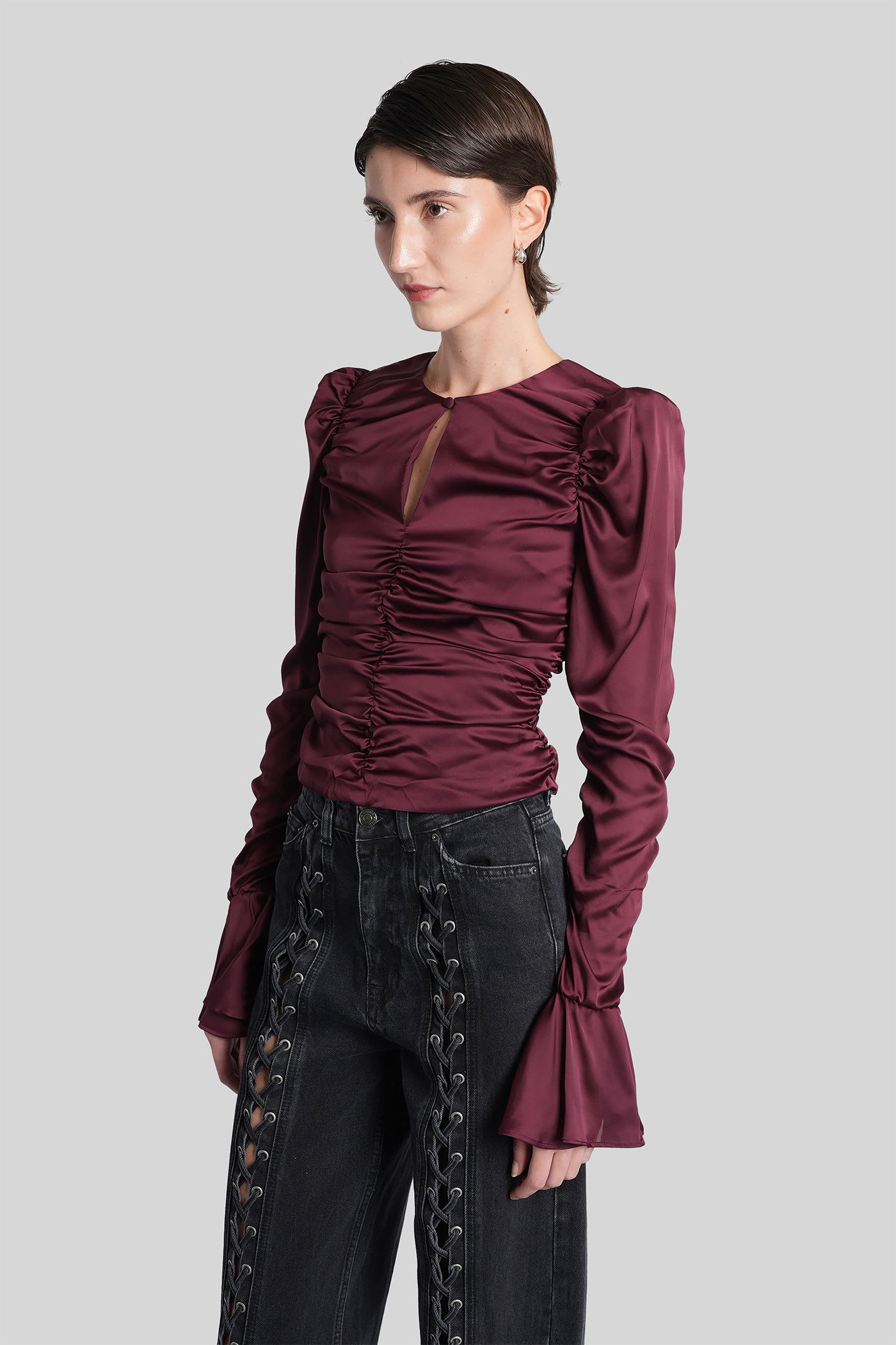 Rotate Birger Christensen Topwear In Bordeaux Polyester In Burgundy