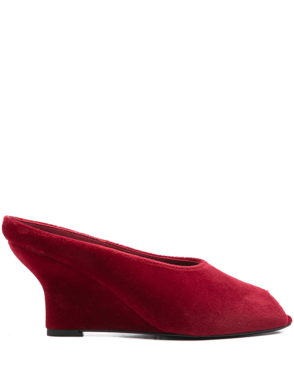 Totême Velvet Mules In Burgundy