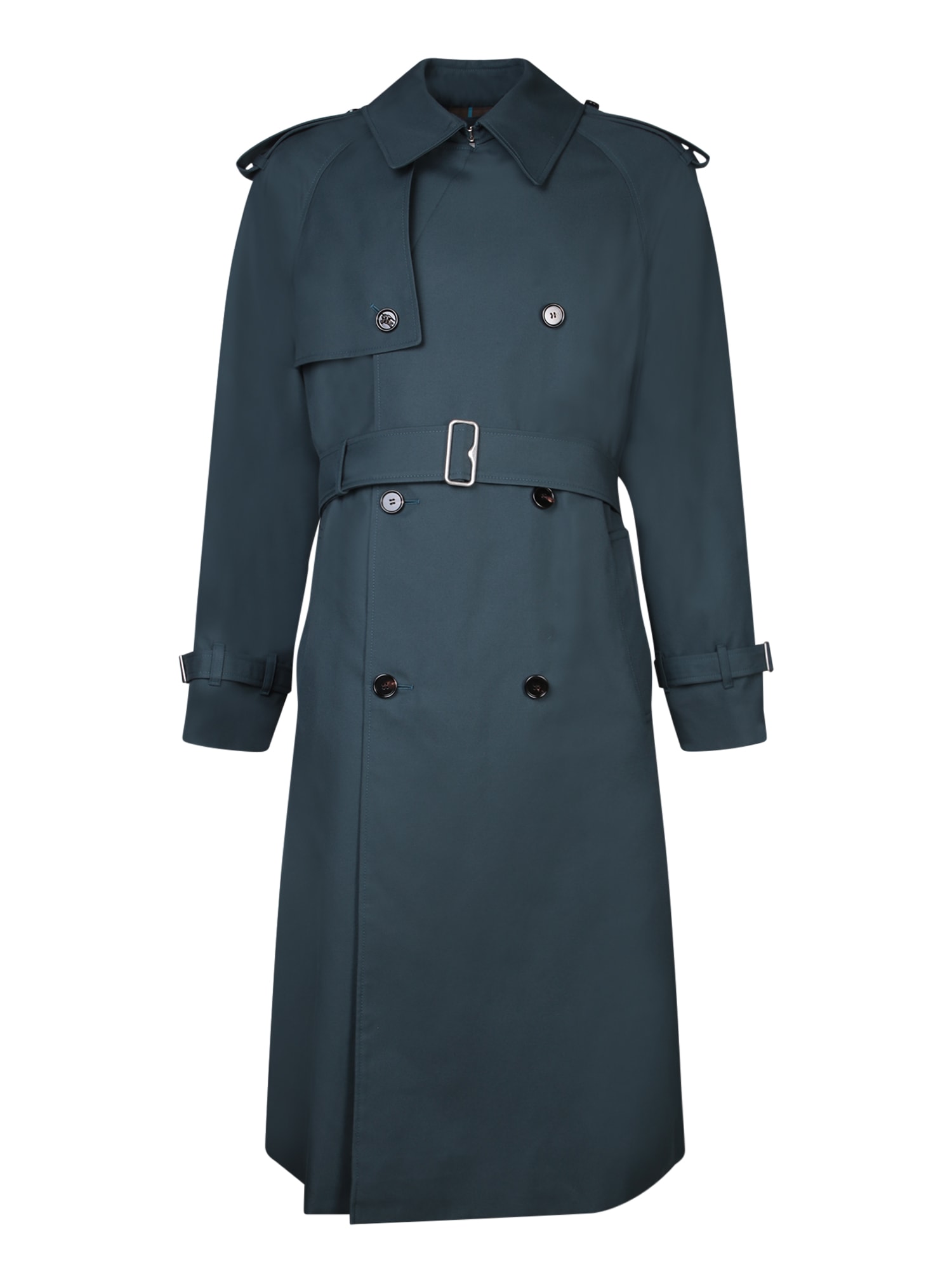 Shop Burberry Double-breasted Blue Trench Coat