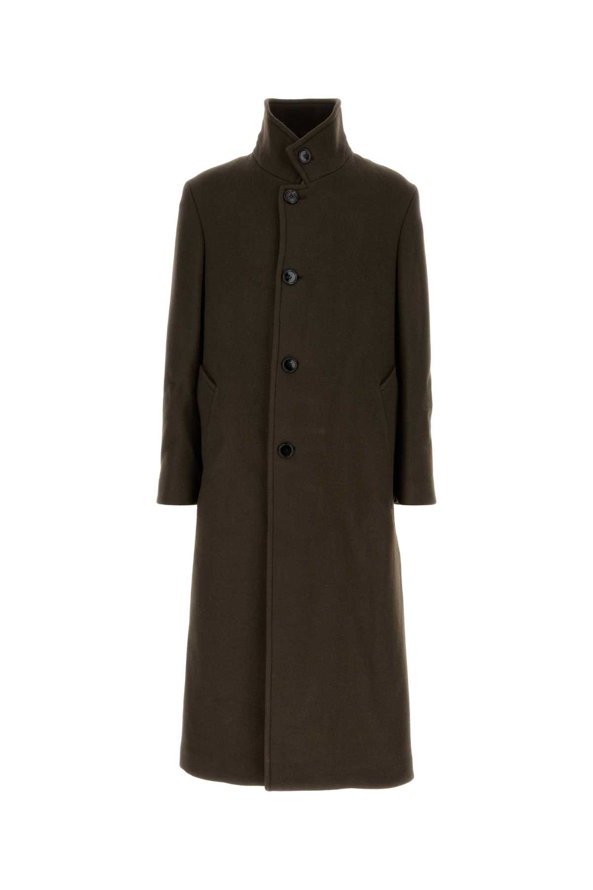 Shop Ami Alexandre Mattiussi Brown Wool Coat In Darkcoffee